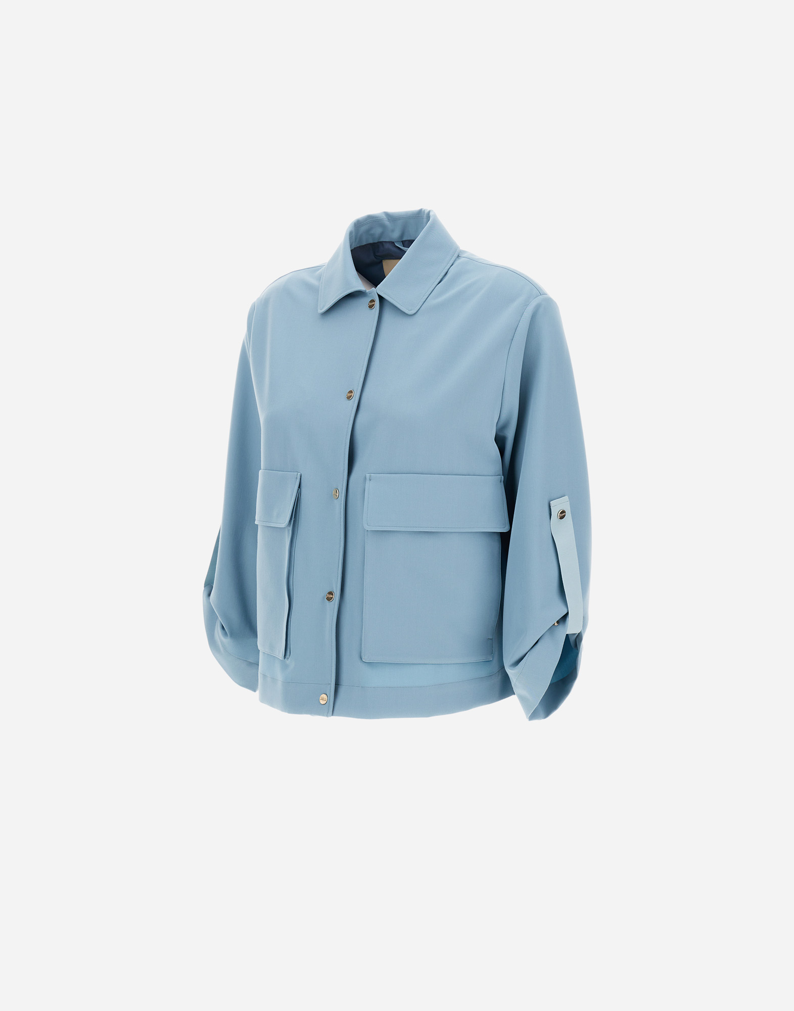 Herno Viscose-effect Shacket In Light Blue