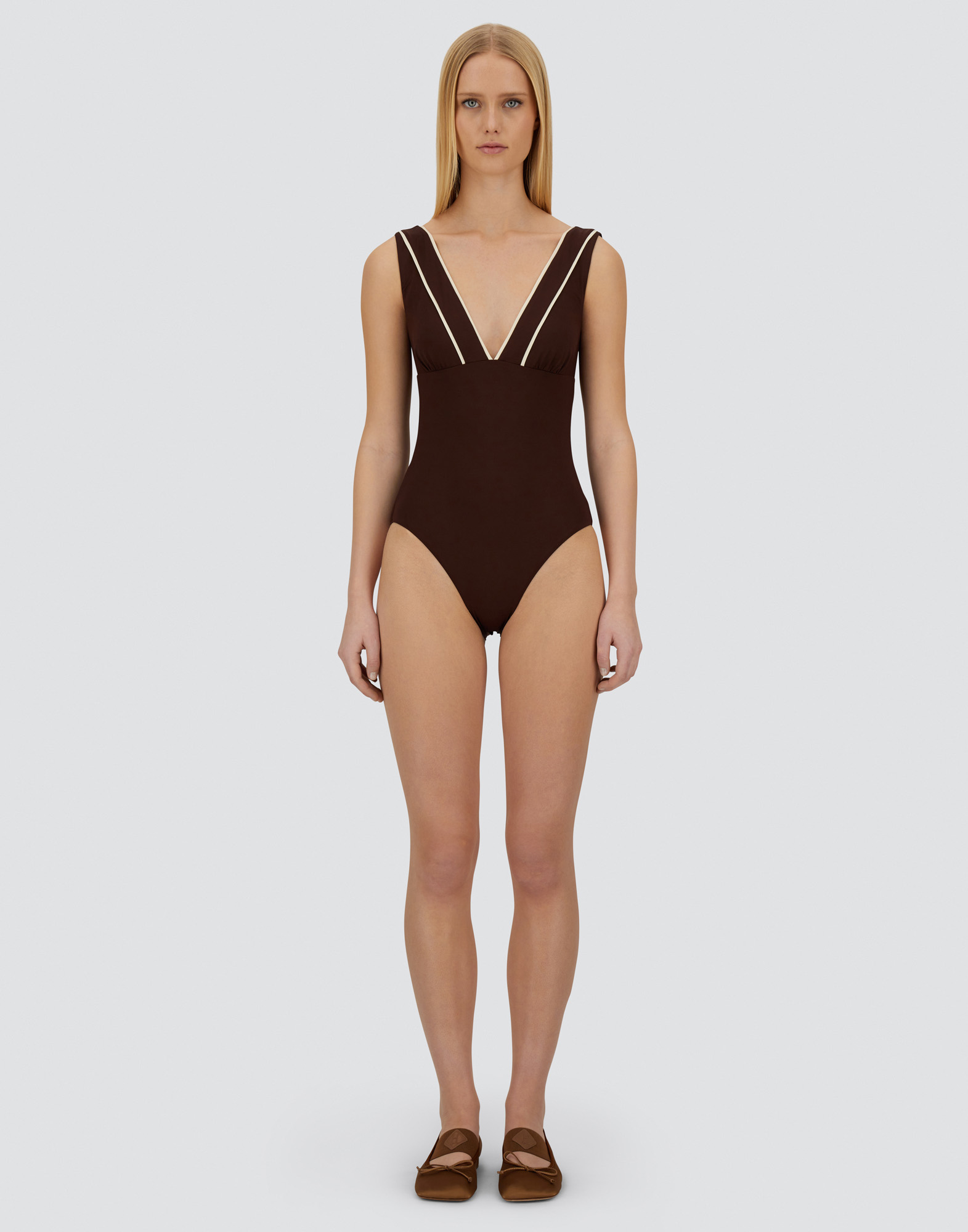Herno Resort One-piece Swimsuit In Comfort Lycra In Brown