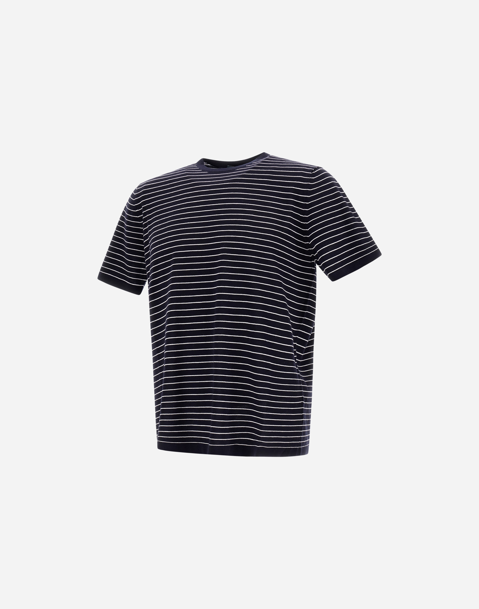 Herno Plain Cotton Knit T-shirt In Blu Navy