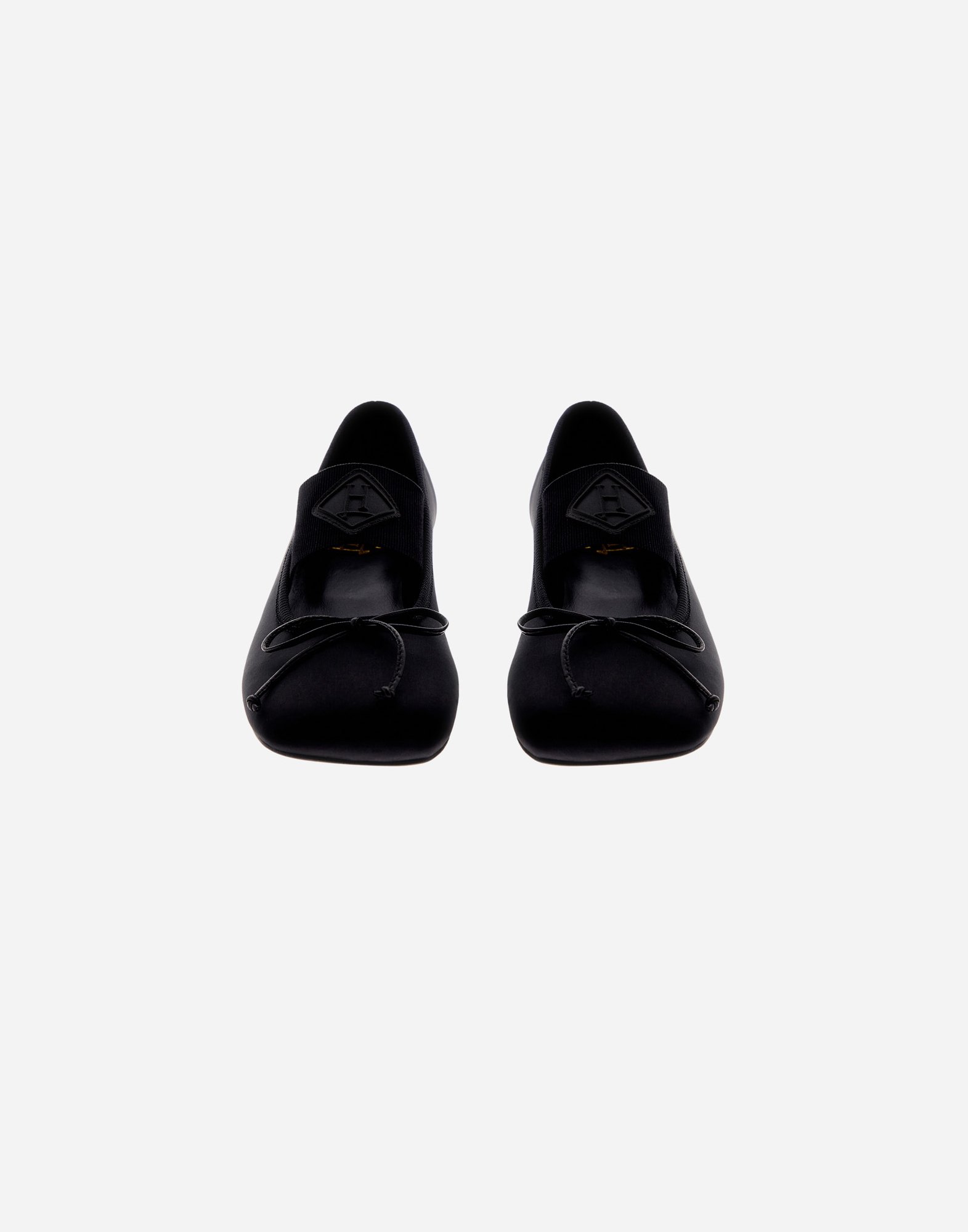 Shop Herno Satin Ballet Flats In Black