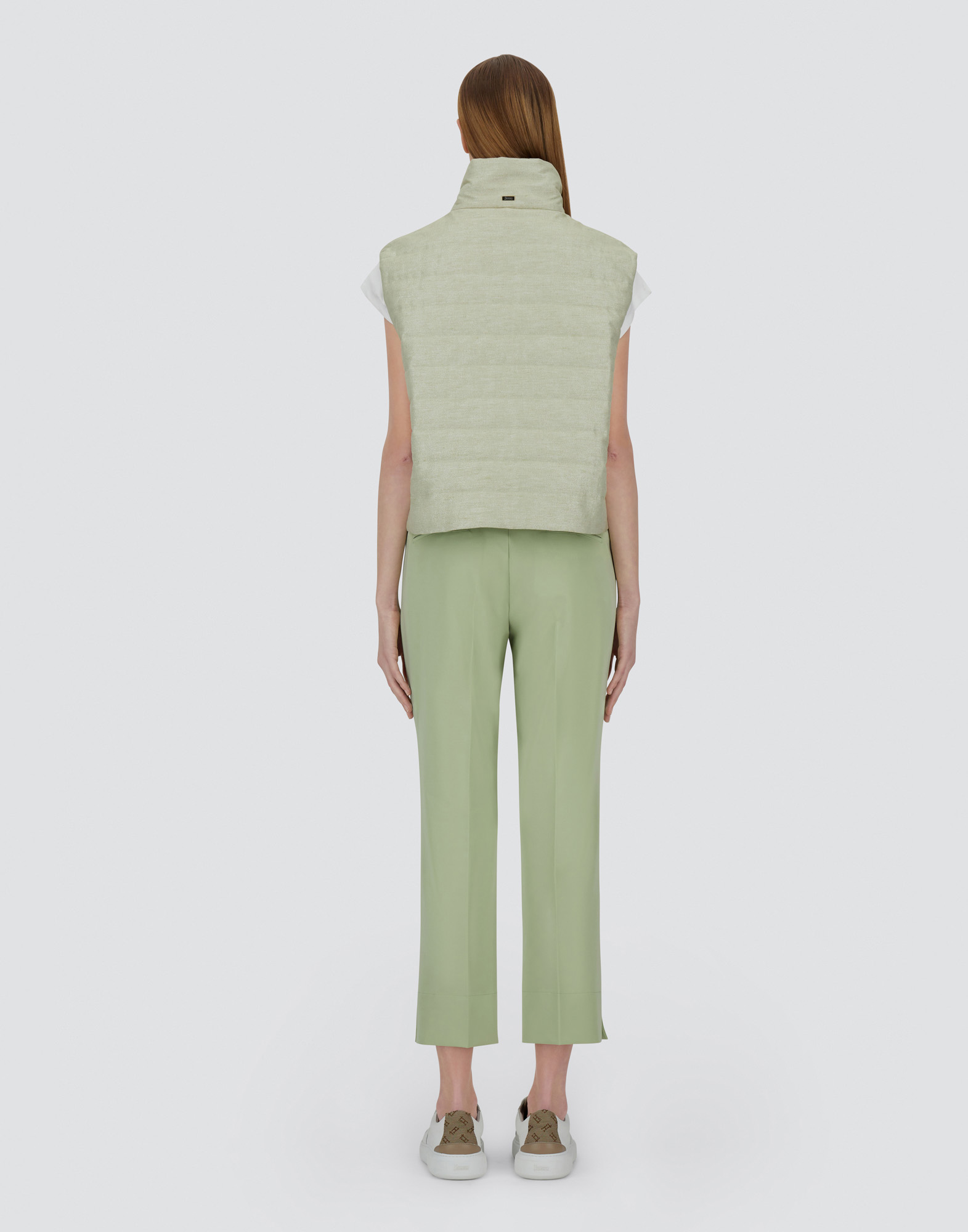 Herno Bright Linen Vest In Light Green