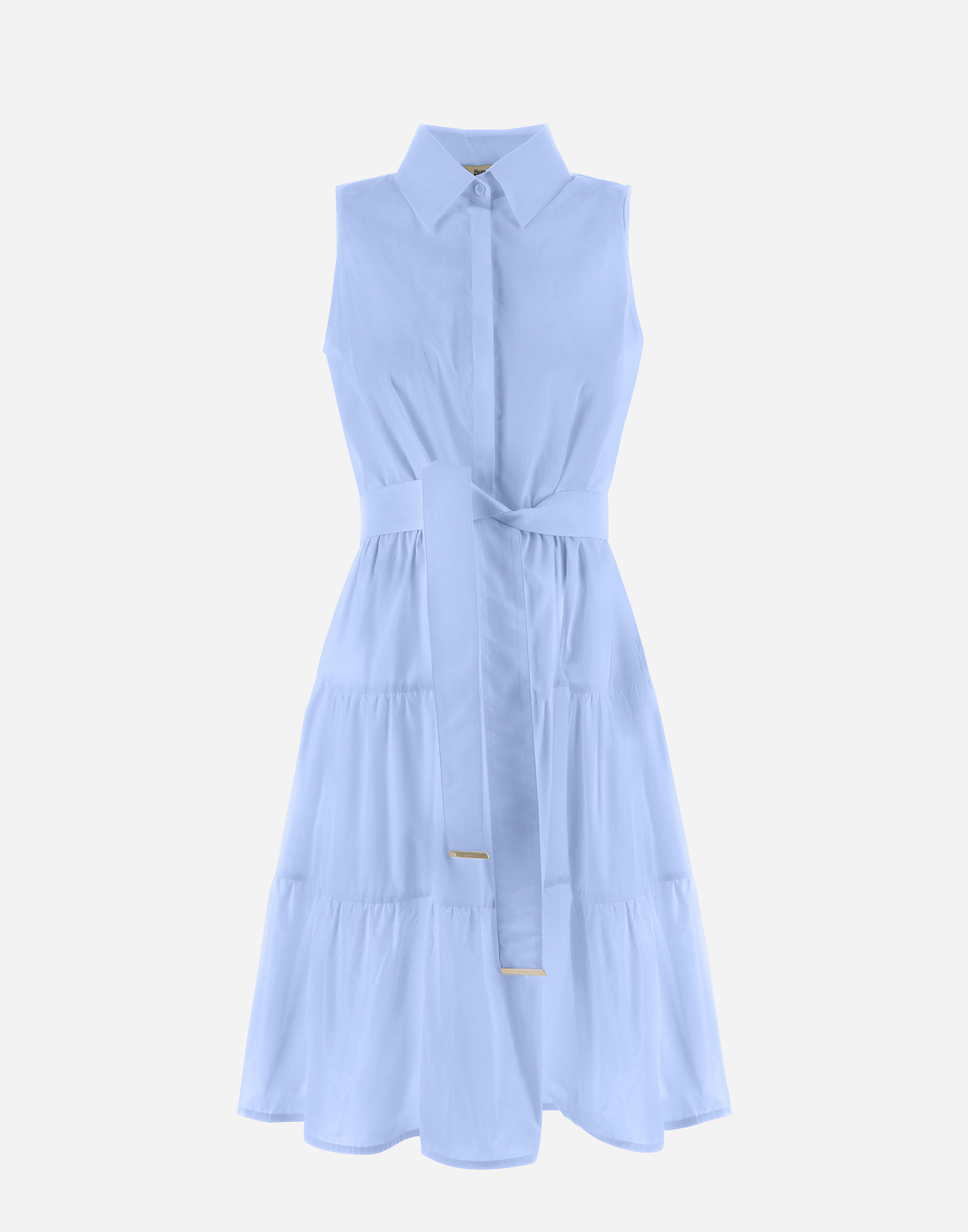 Herno Cotton, Monogram And Techno Taffeta' Dress In Light Blue