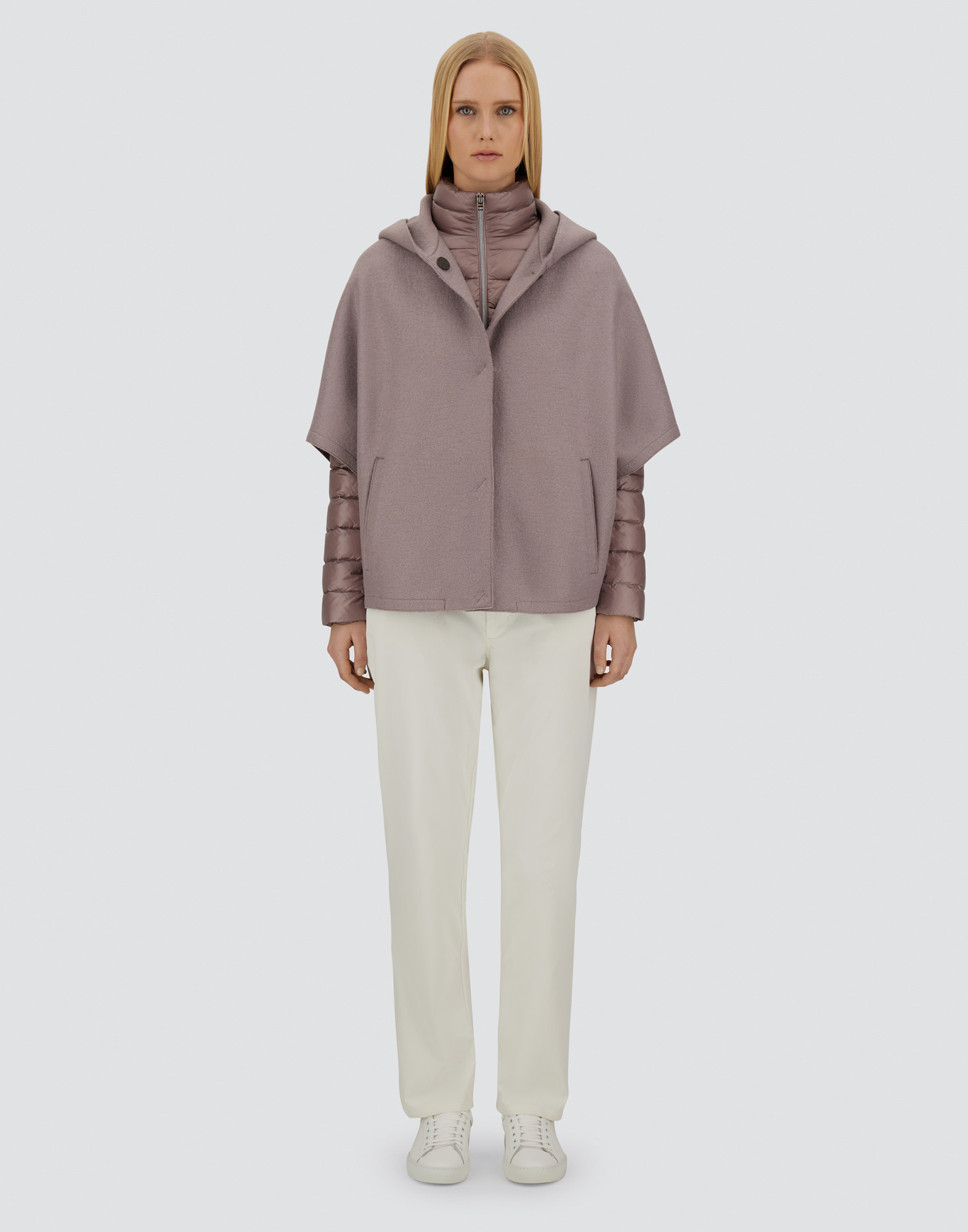 Herno Resort Cape In Felted Wool & Nylon Ultralight