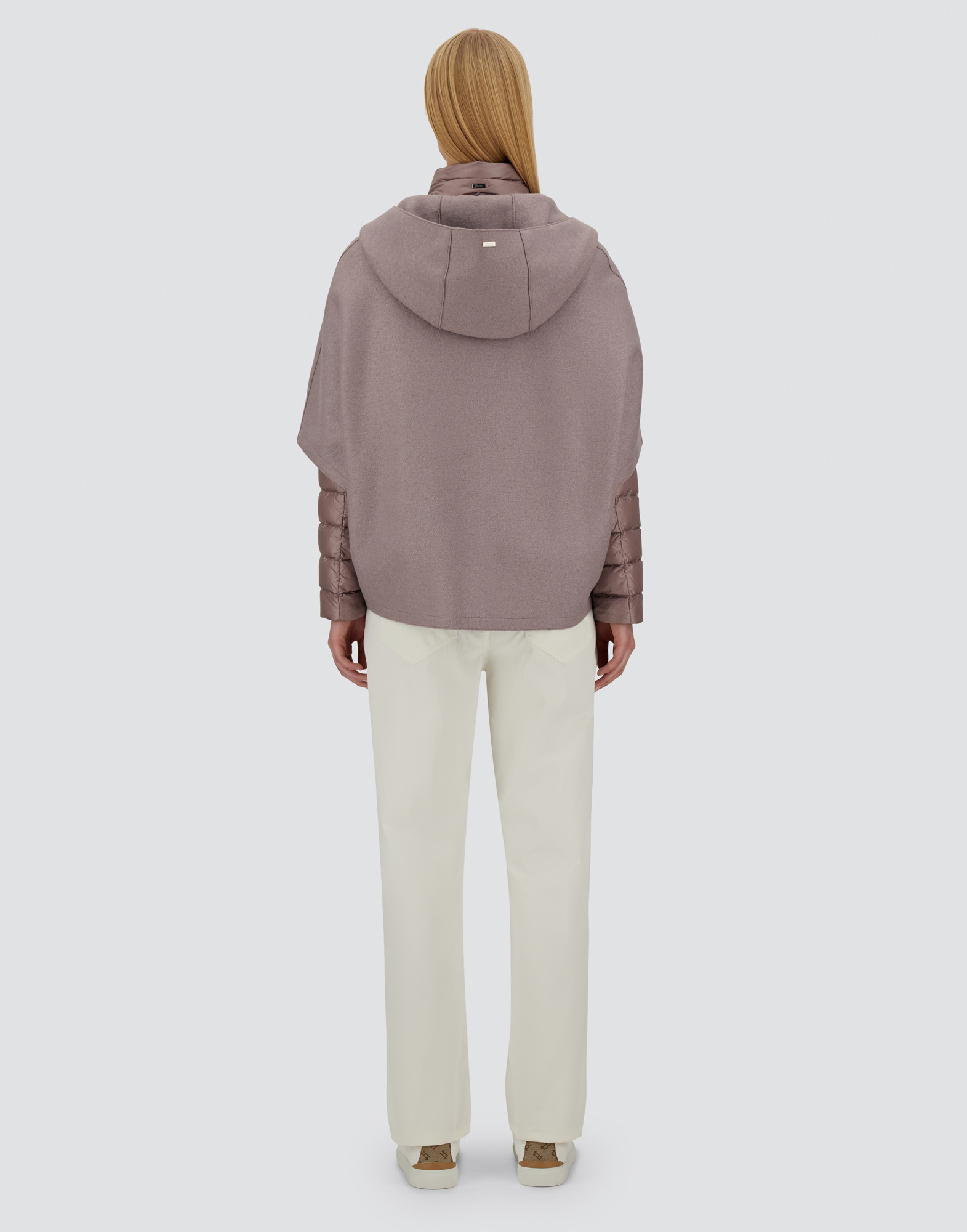 Herno Resort Cape In Felted Wool & Nylon Ultralight