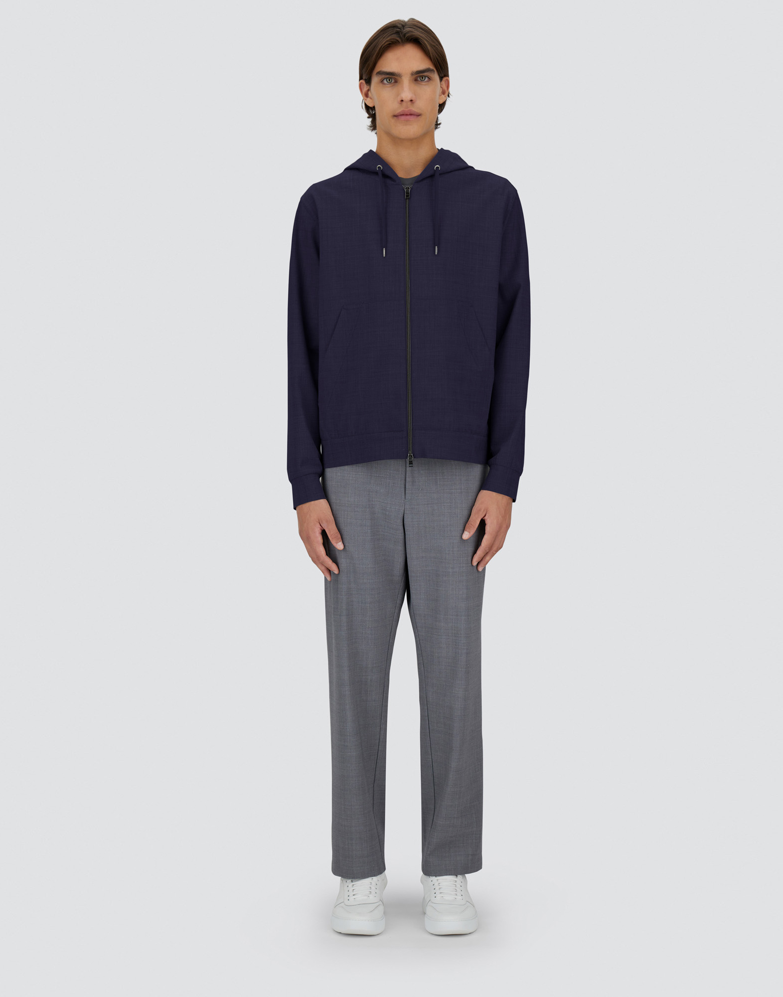 Herno Light Wool Blend Jacket In Blu Navy
