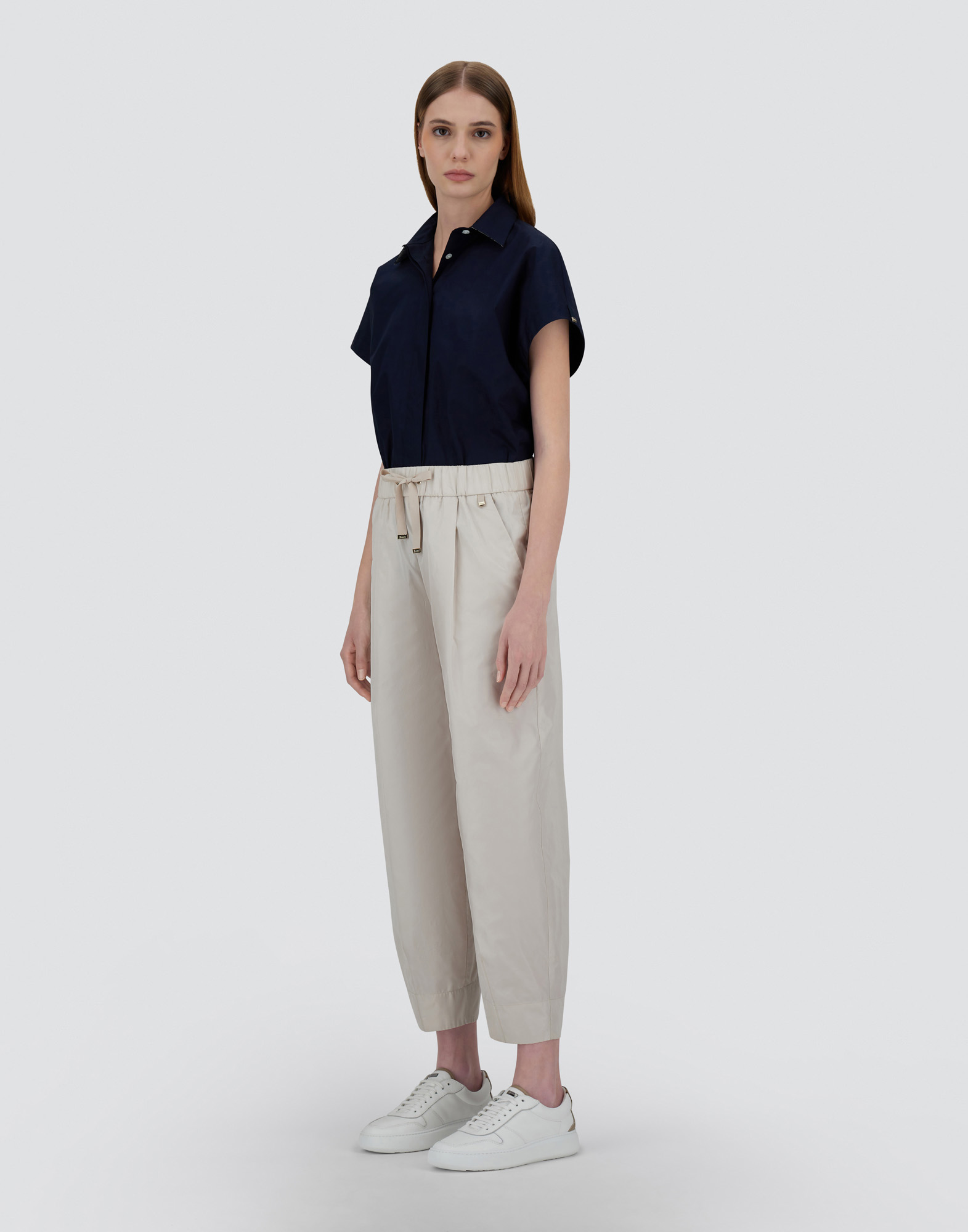 Herno New Techno Taffeta Trousers In Chantilly
