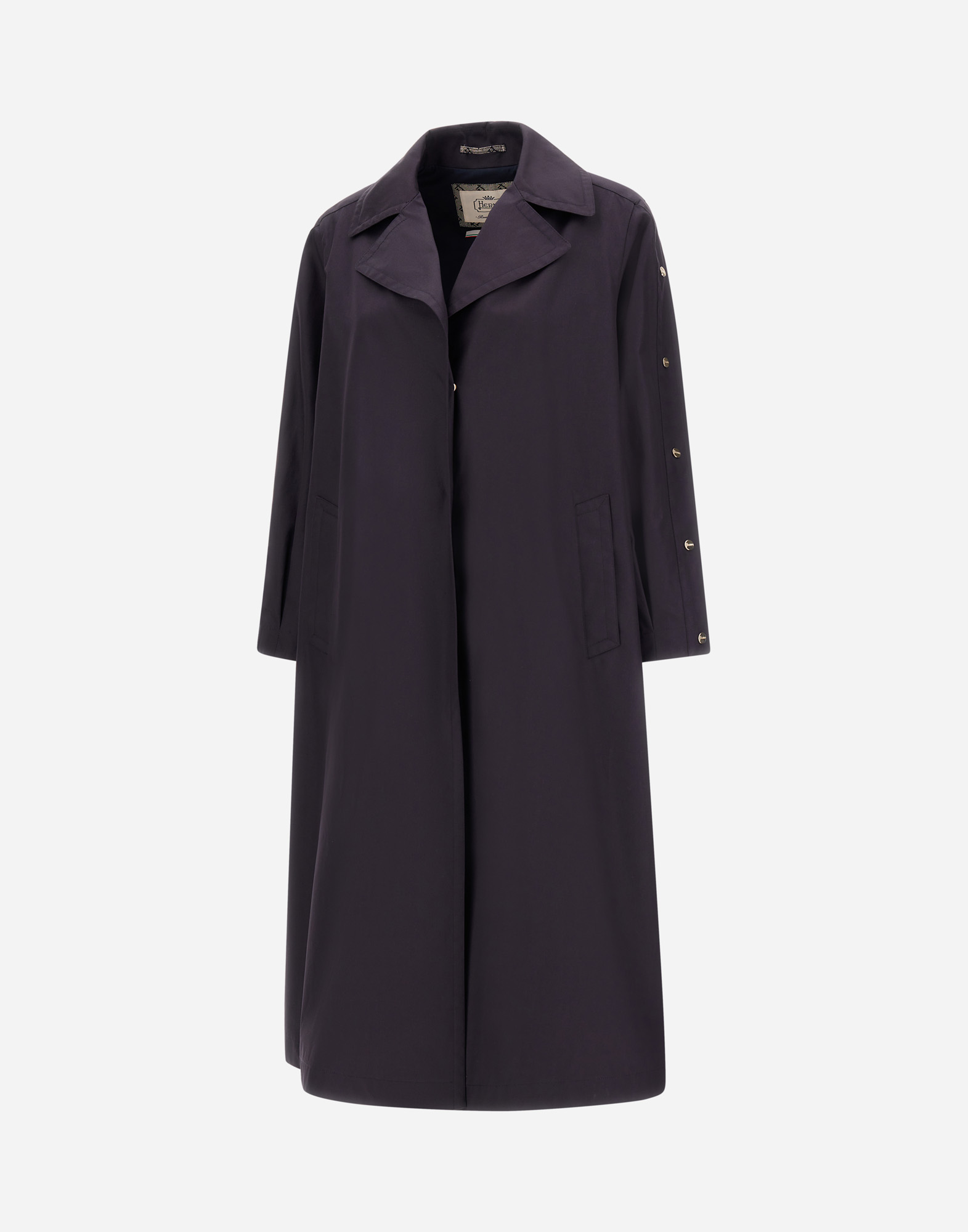 Herno Trench Coat In Delon And Monogram Lurex In Blu Navy