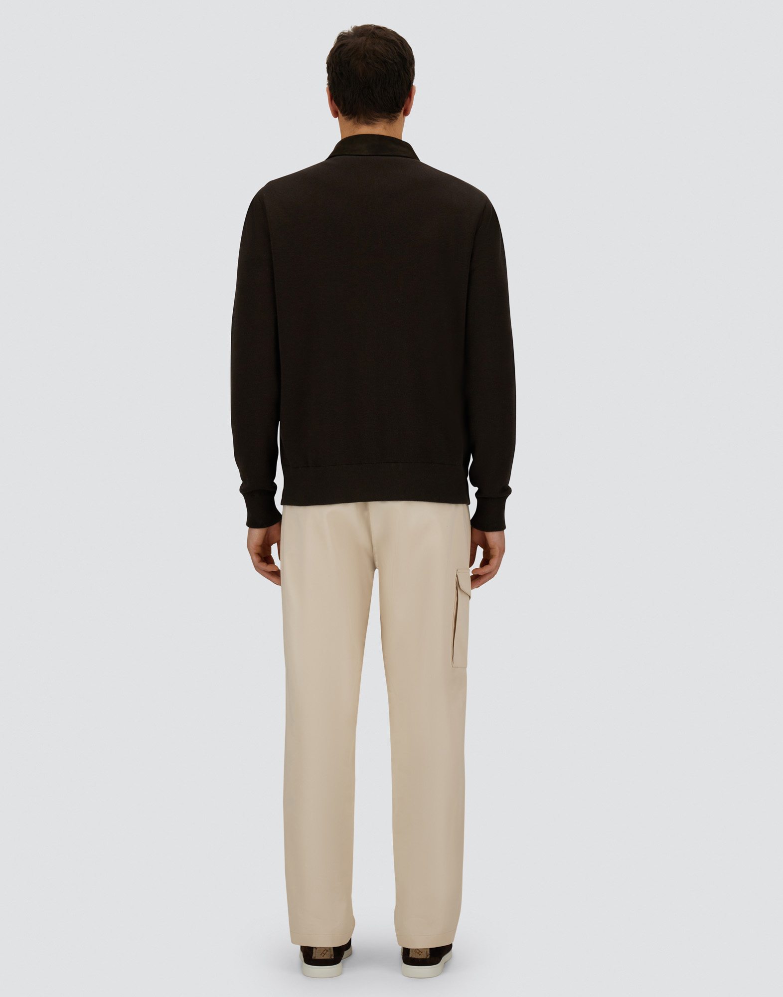Herno Resort Shacket In Cotton Cashmere Knit In Brown