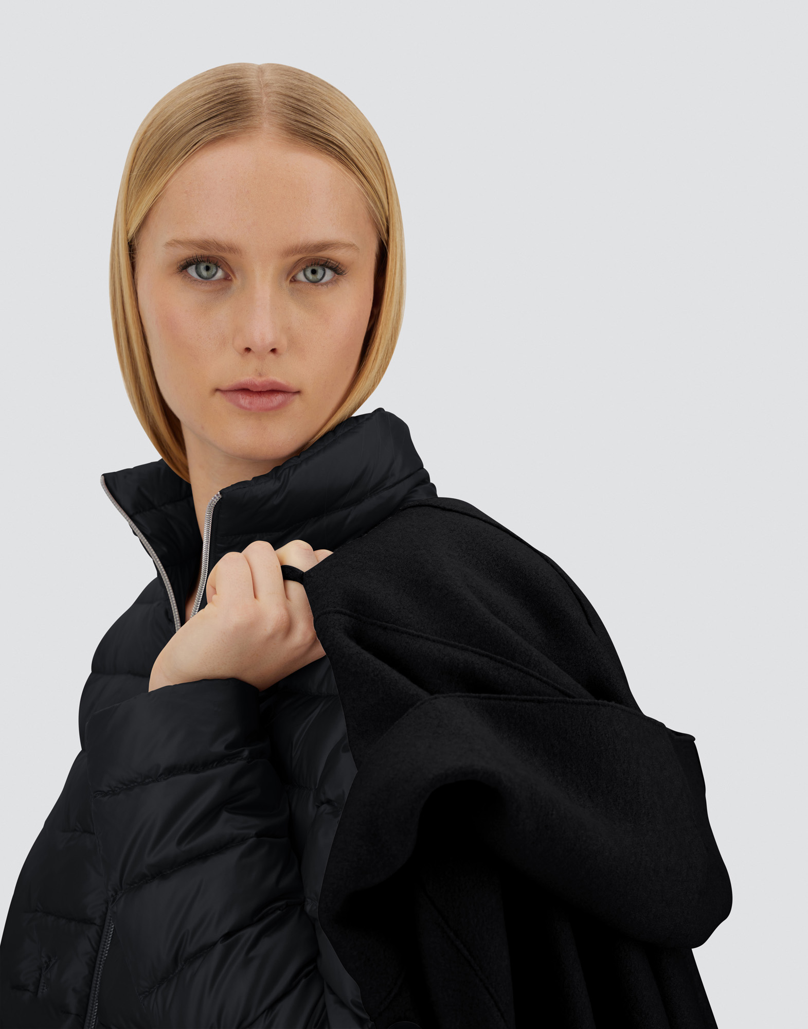 Herno Resort Cape In Felted Wool & Nylon Ultralight