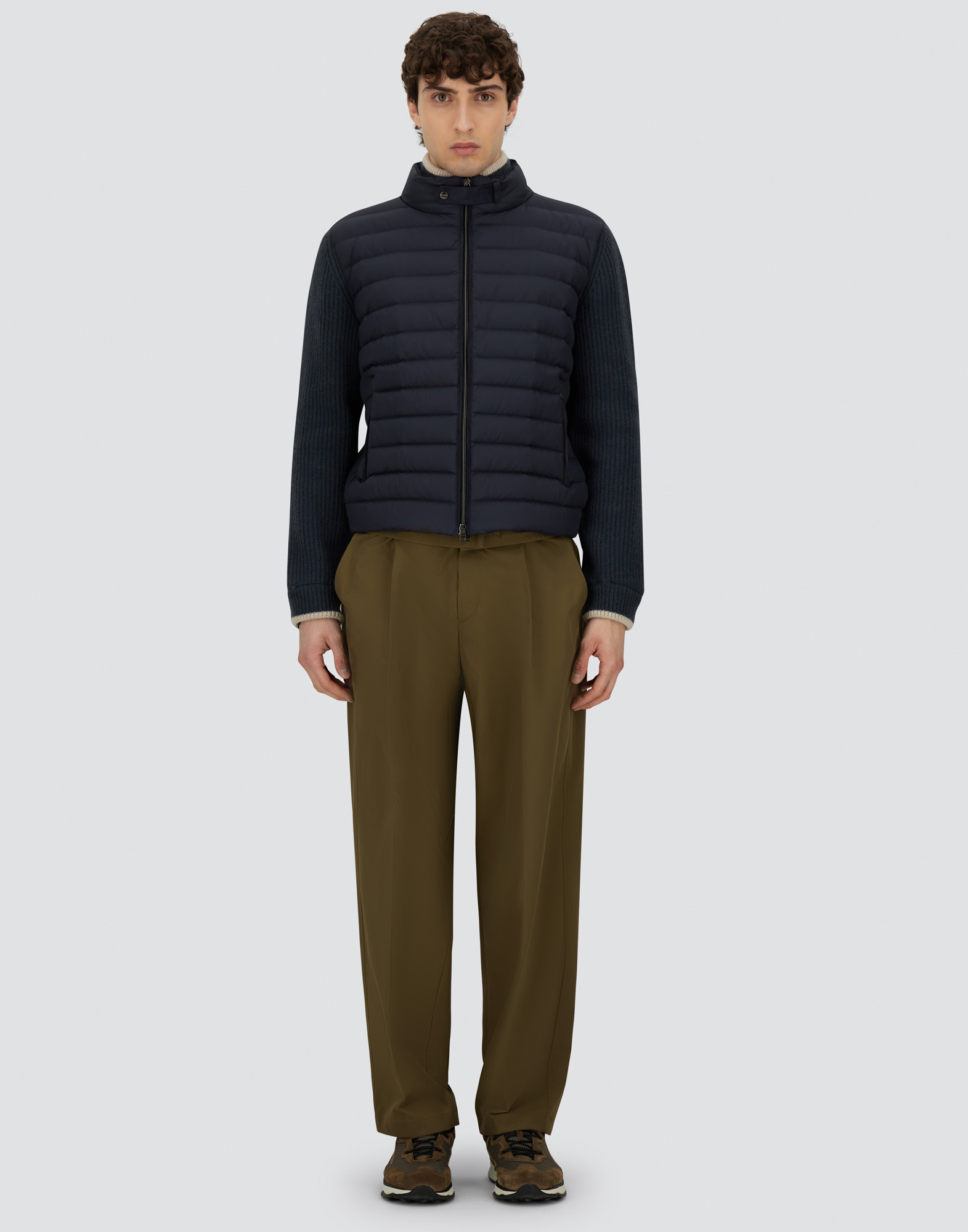 Herno Slim-fit Wool And Quilted Shell Down Jacket In Blue