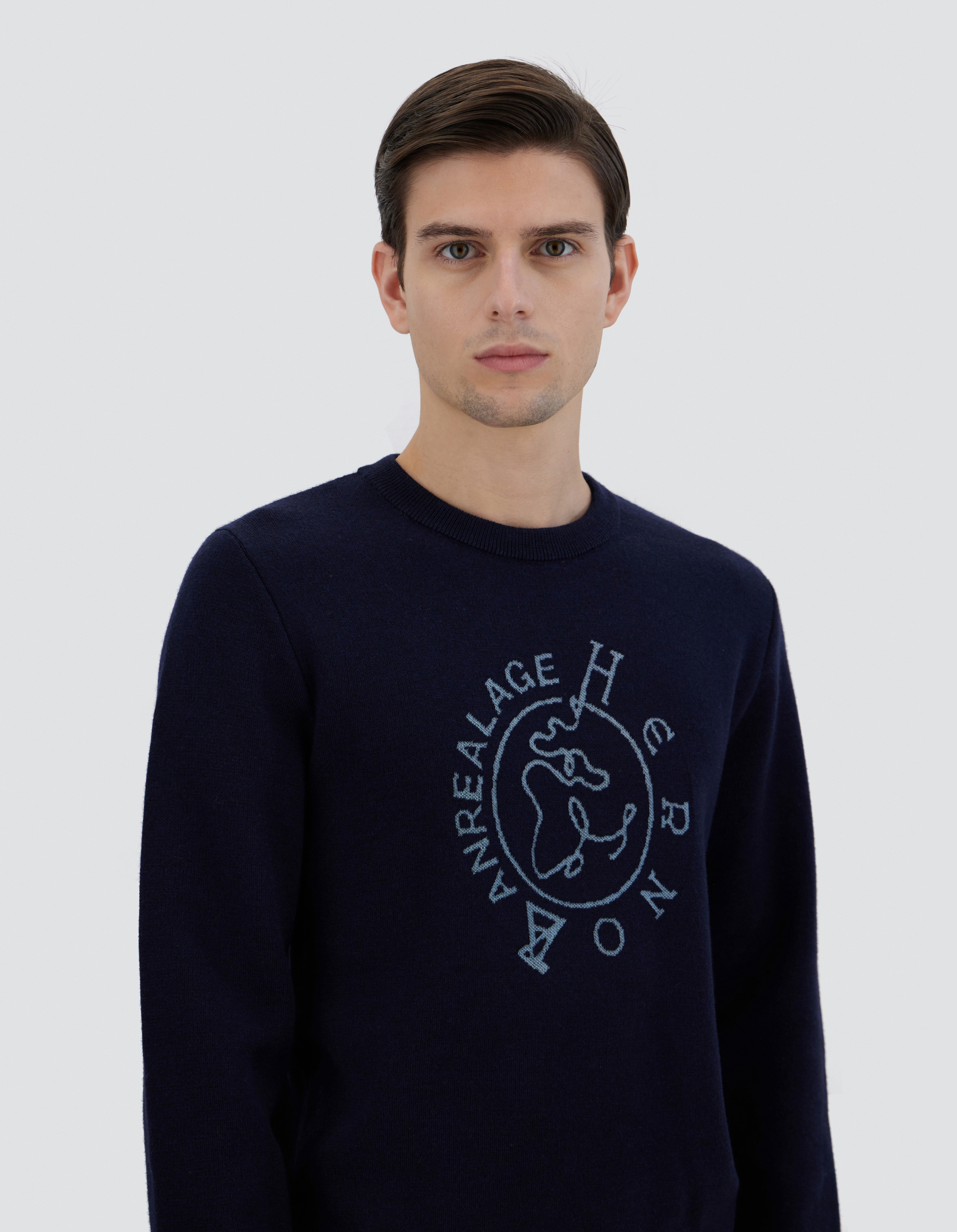 Shop Herno Globe Sweater In Photocromatic Knit In Blue
