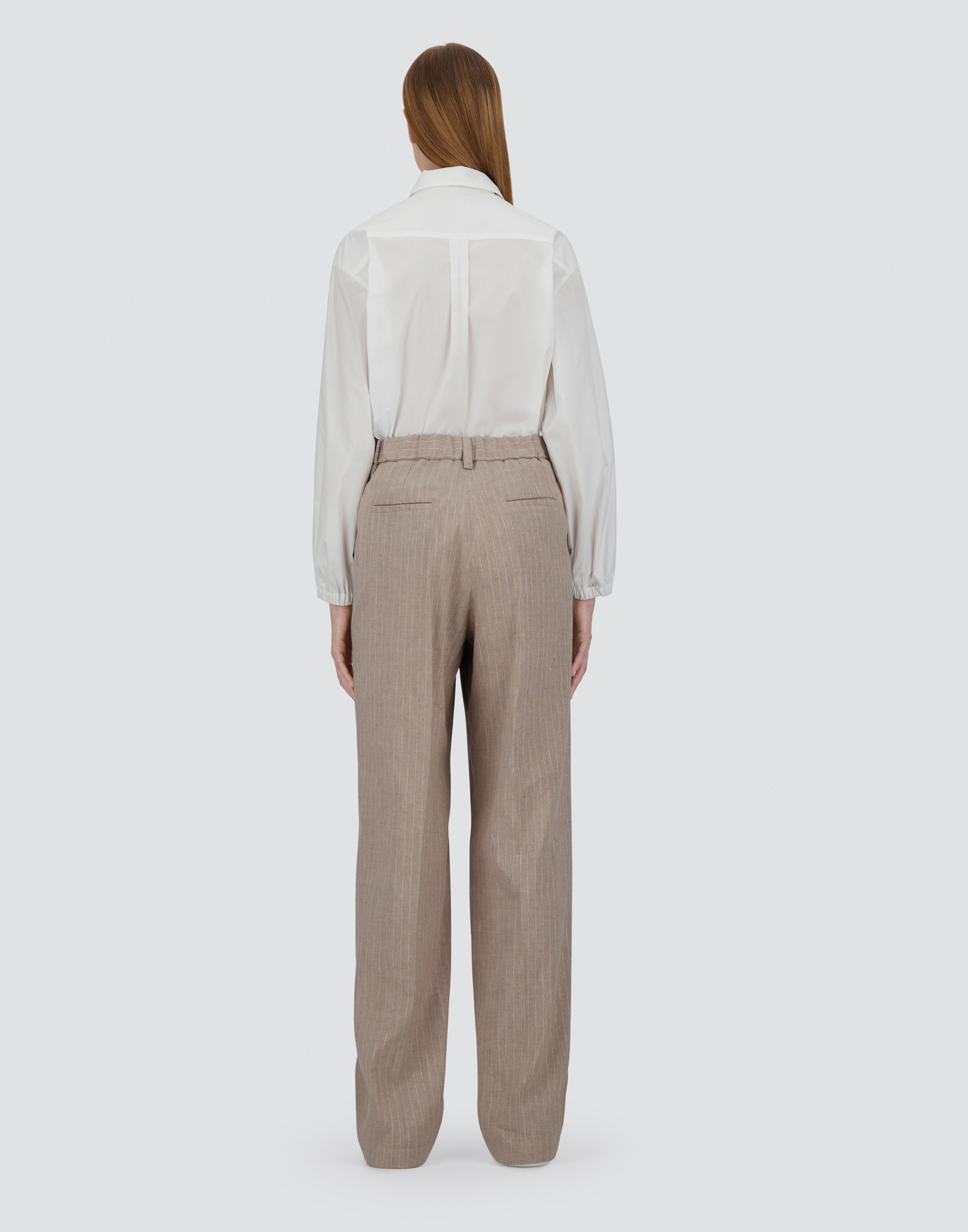 Herno Trousers In Linen Pinstripe In Chantilly