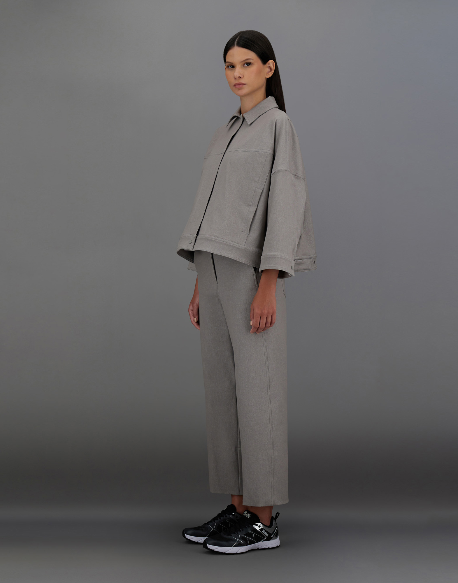 Herno Laminar Shacket In Diagonal-tech Cotton And Extralight Stretch In Grey