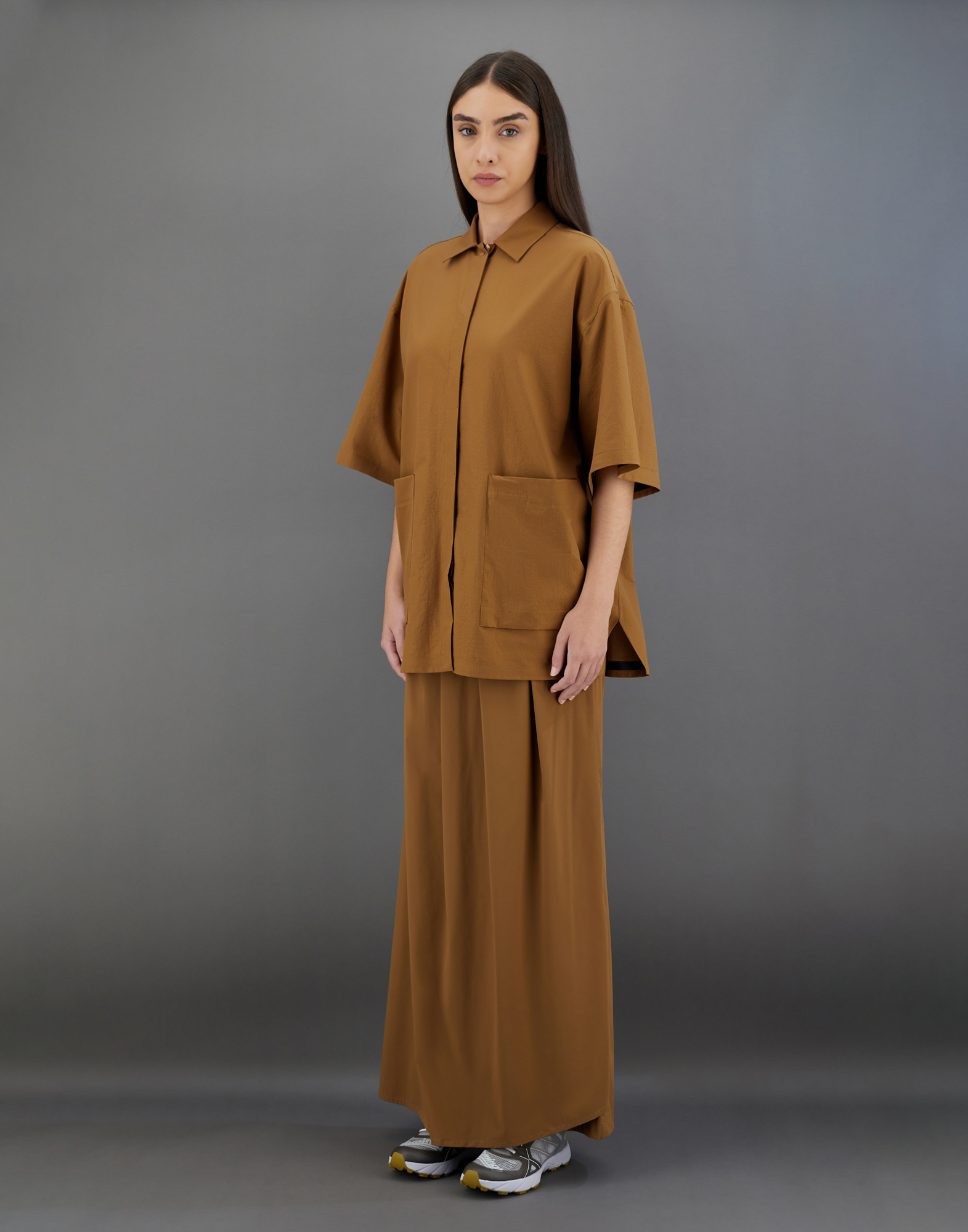 Herno Laminar Shirt In Climate Regulation Ripstop In Tobacco
