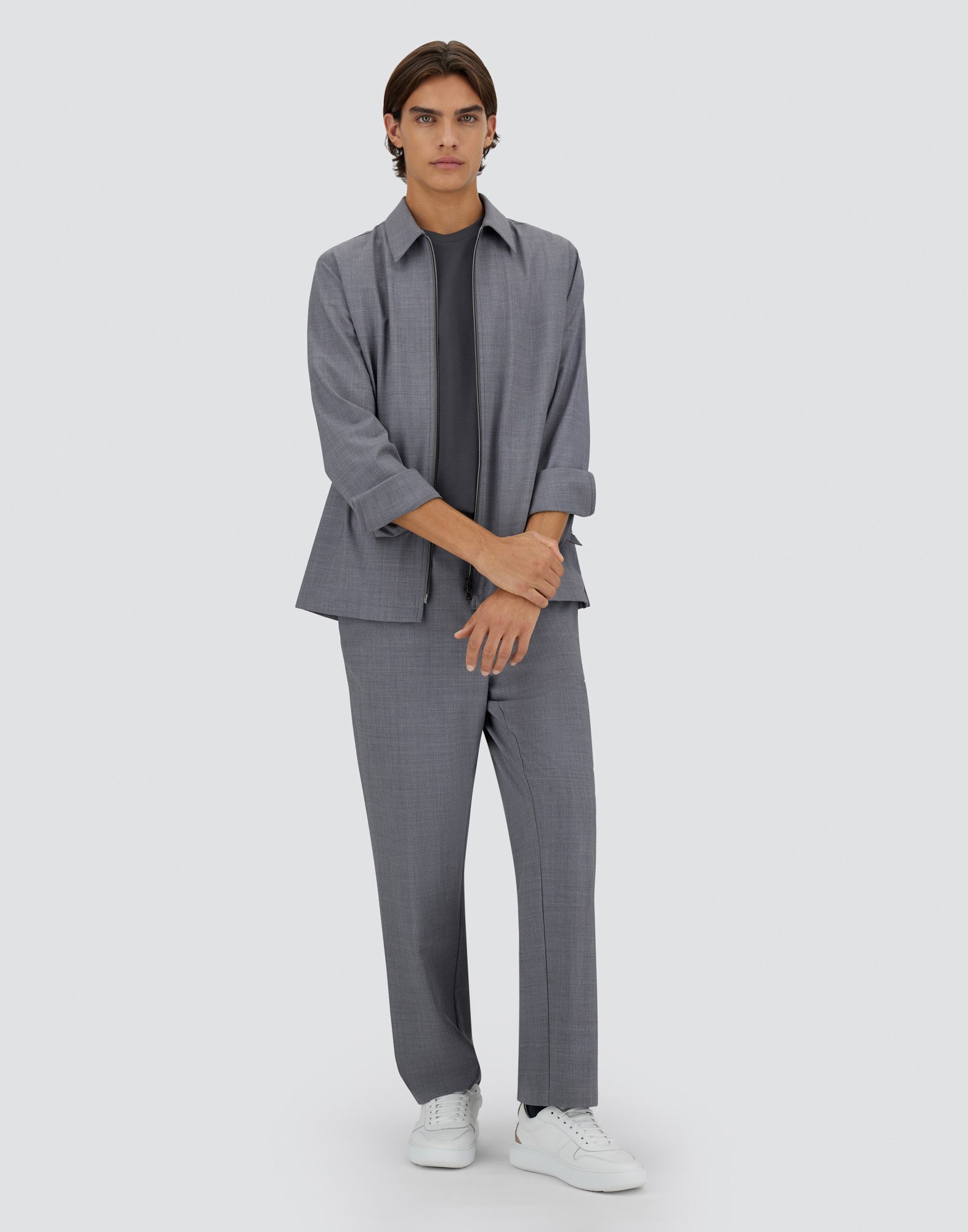 Herno Light Wool Blend Shacket In Grey