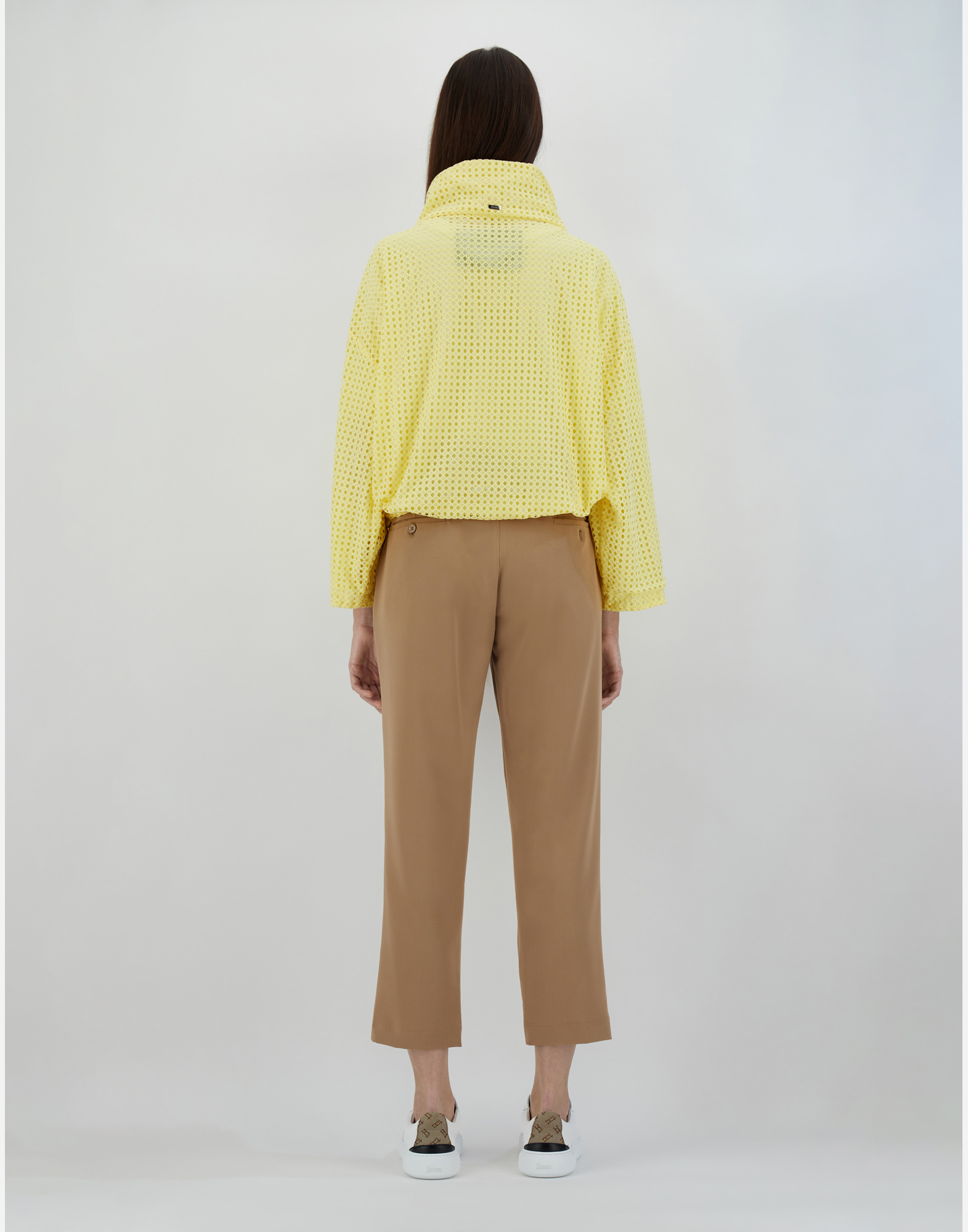 Herno Spring Lace And Ecoage A-line Jacket In Lemon Yellow