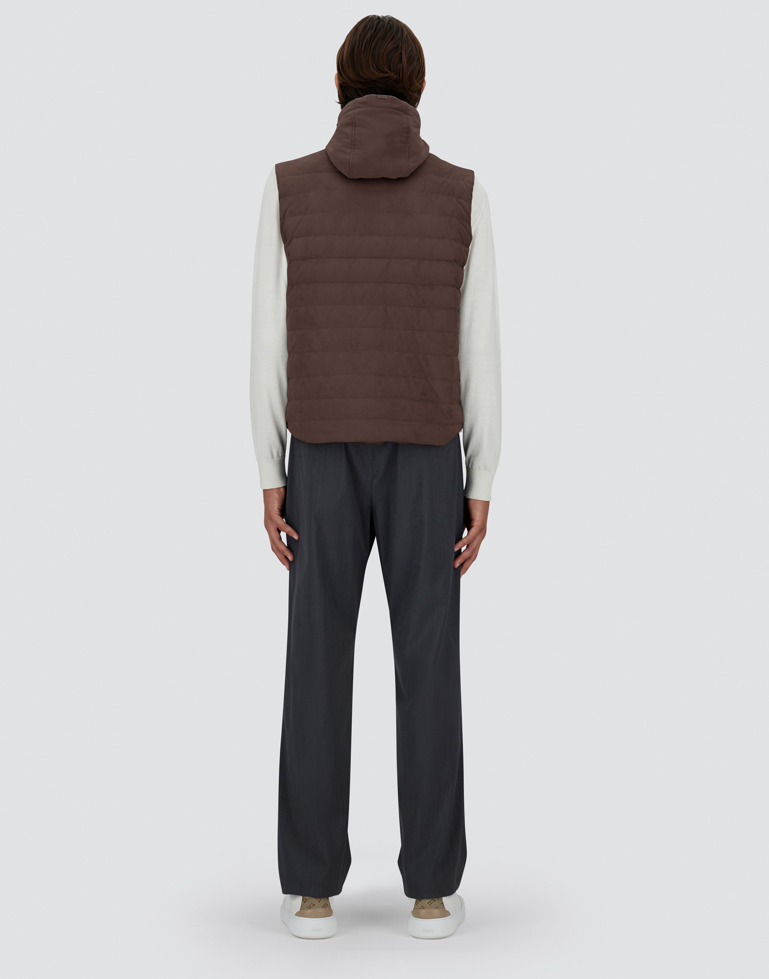 Shop Herno Suede Effect Vest In Dark Brown
