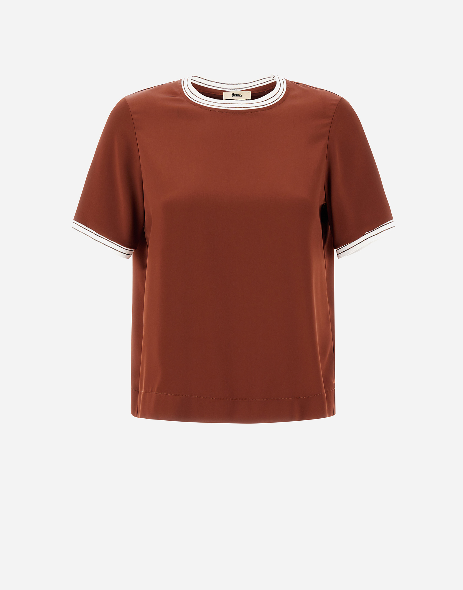Herno Casual Satin T-shirt In Burnt