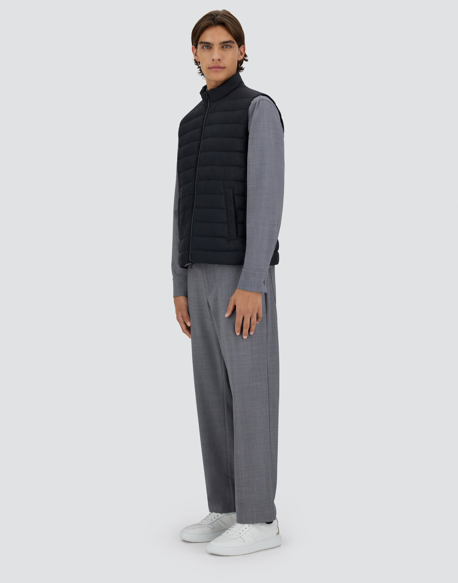 Herno Ecoage And Monogram Gilet In Blu Navy