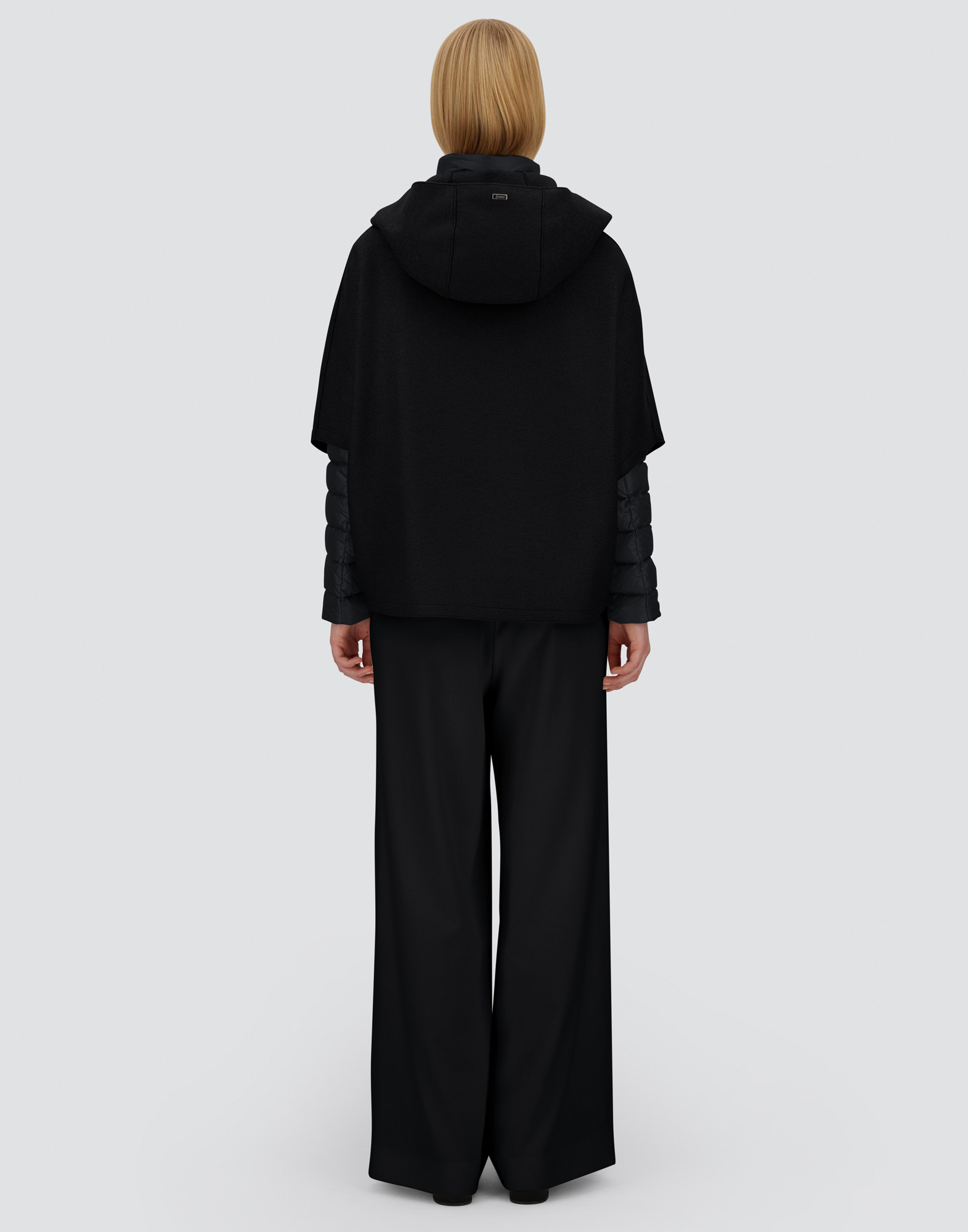 Herno Resort Cape In Felted Wool & Nylon Ultralight