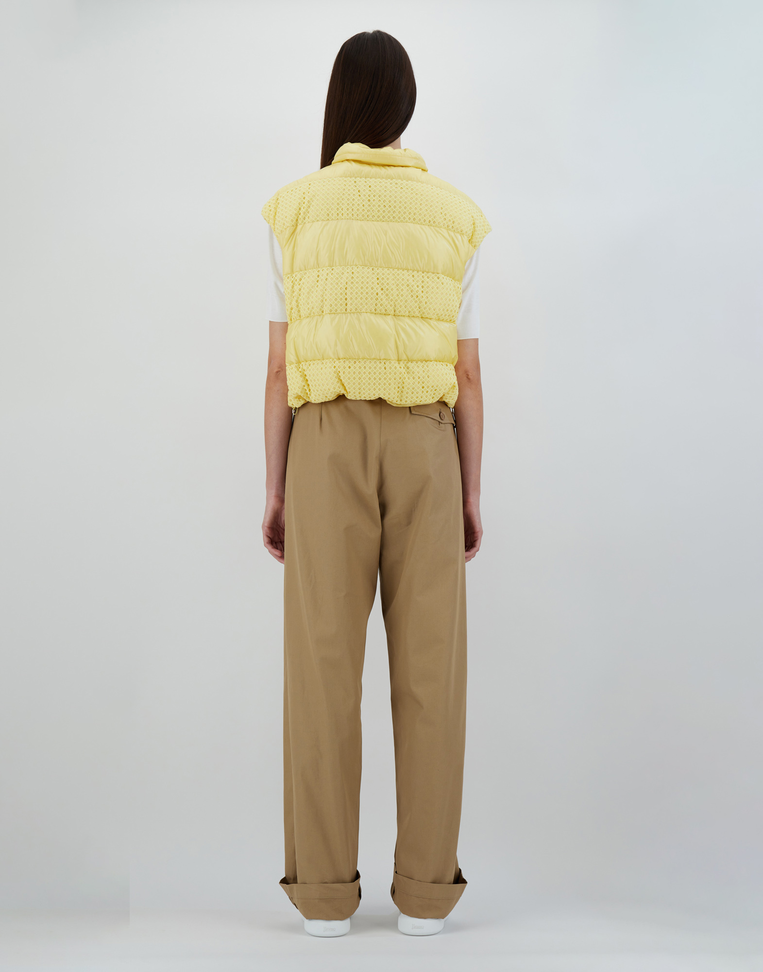 Herno Sleeveless Nylon Ultralight And Spring Lace Jacket In Lemon Yellow