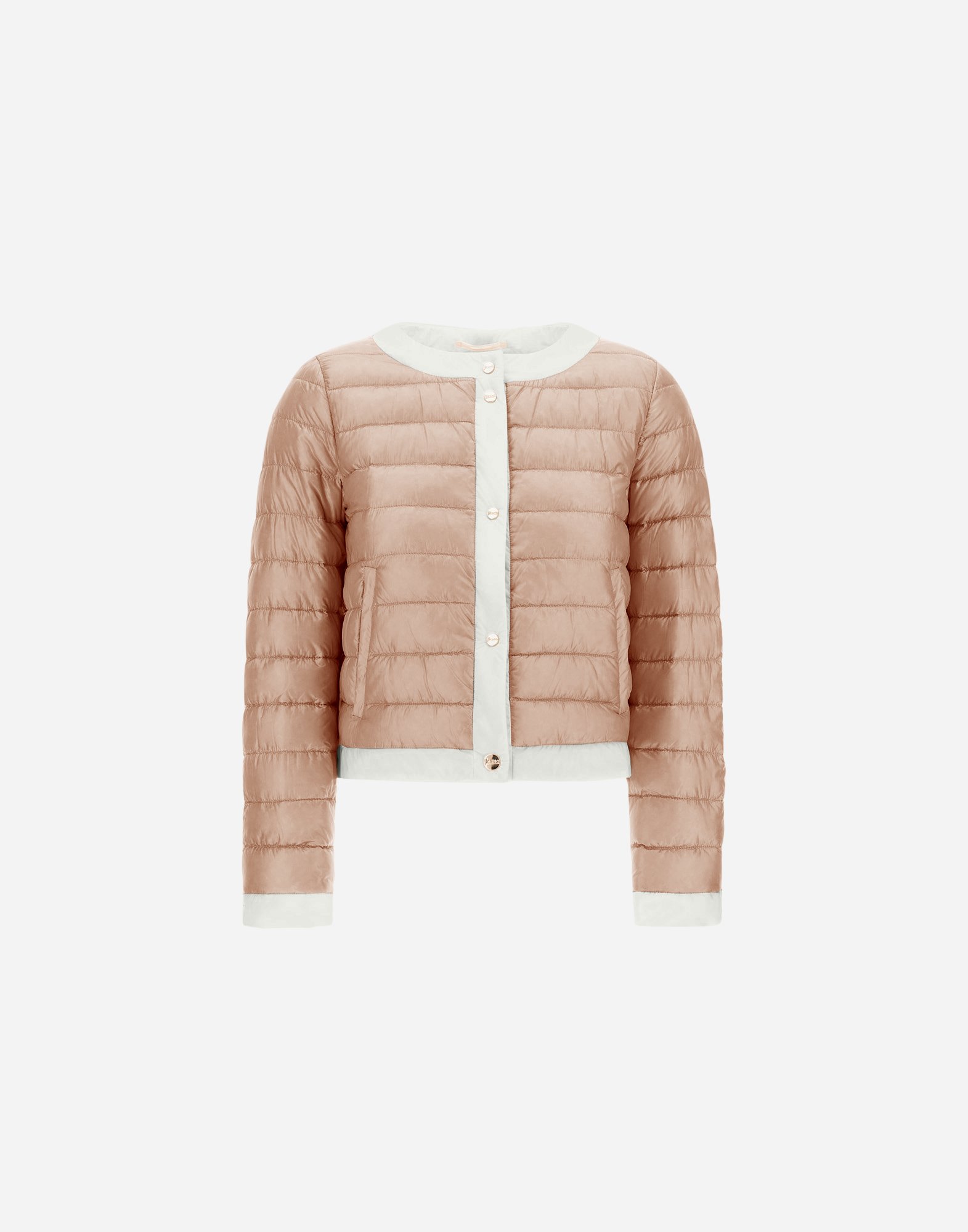 Herno Matte Trim Quilted Short Jacket In Light Pink