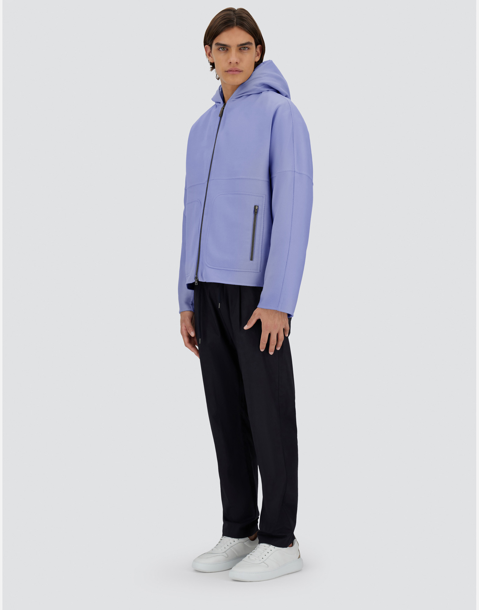 Herno Jacket In Double Wool And Nylon Ultralight In Light Blue
