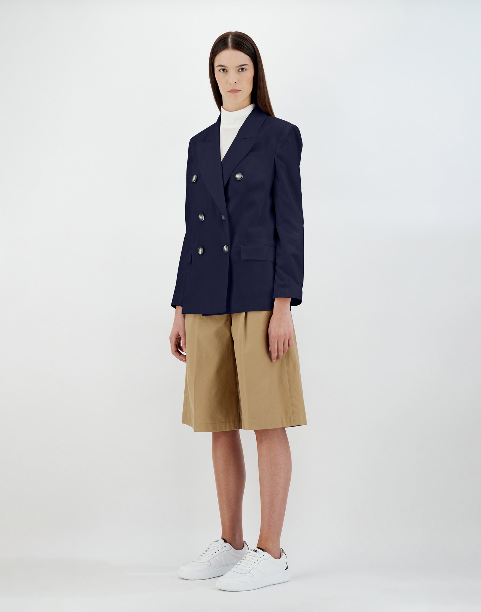 Herno Light Linen Blazer In Navy Blue