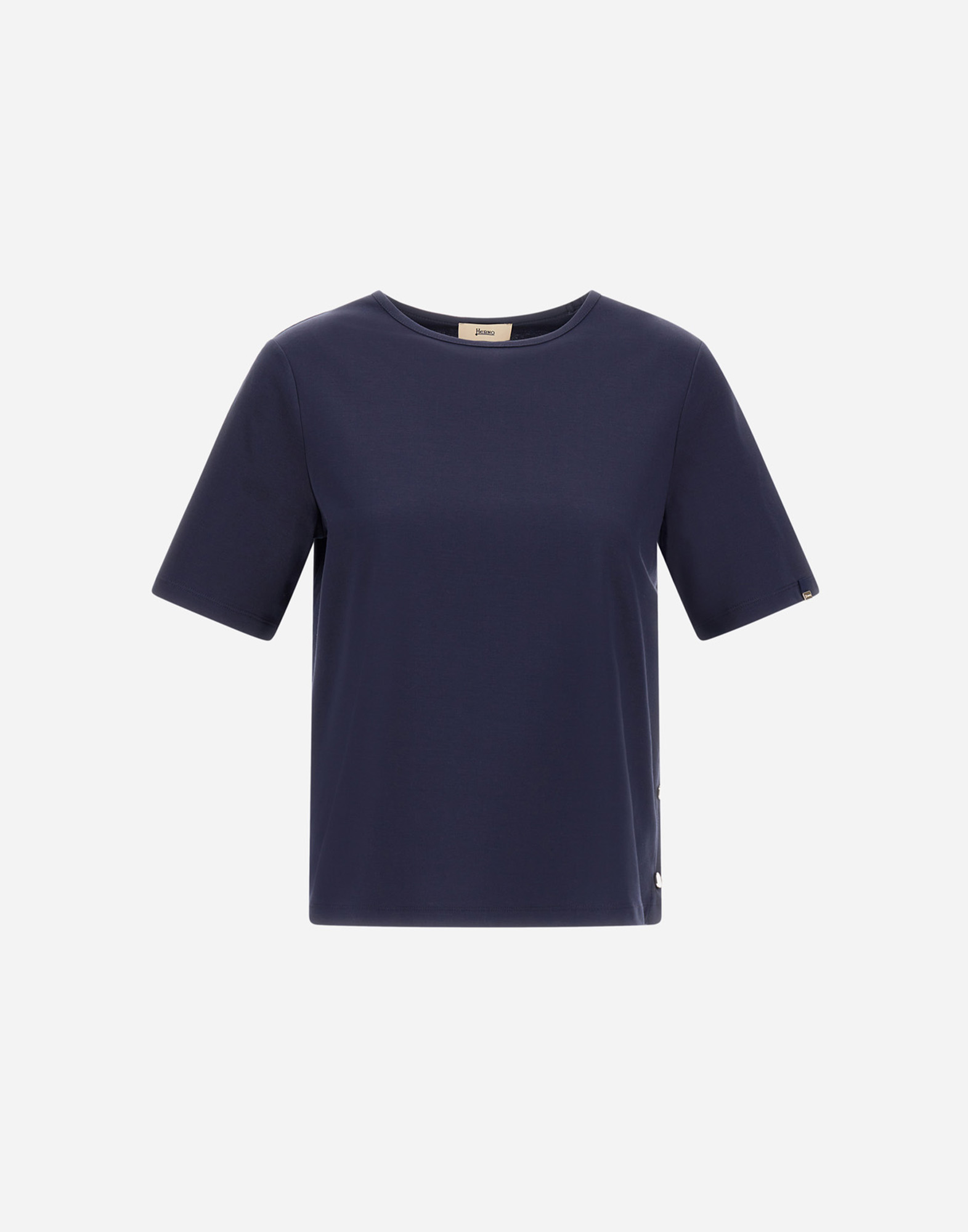 Herno T-shirt In Ever Cotton Interlock And Monogram Lurex In Blue