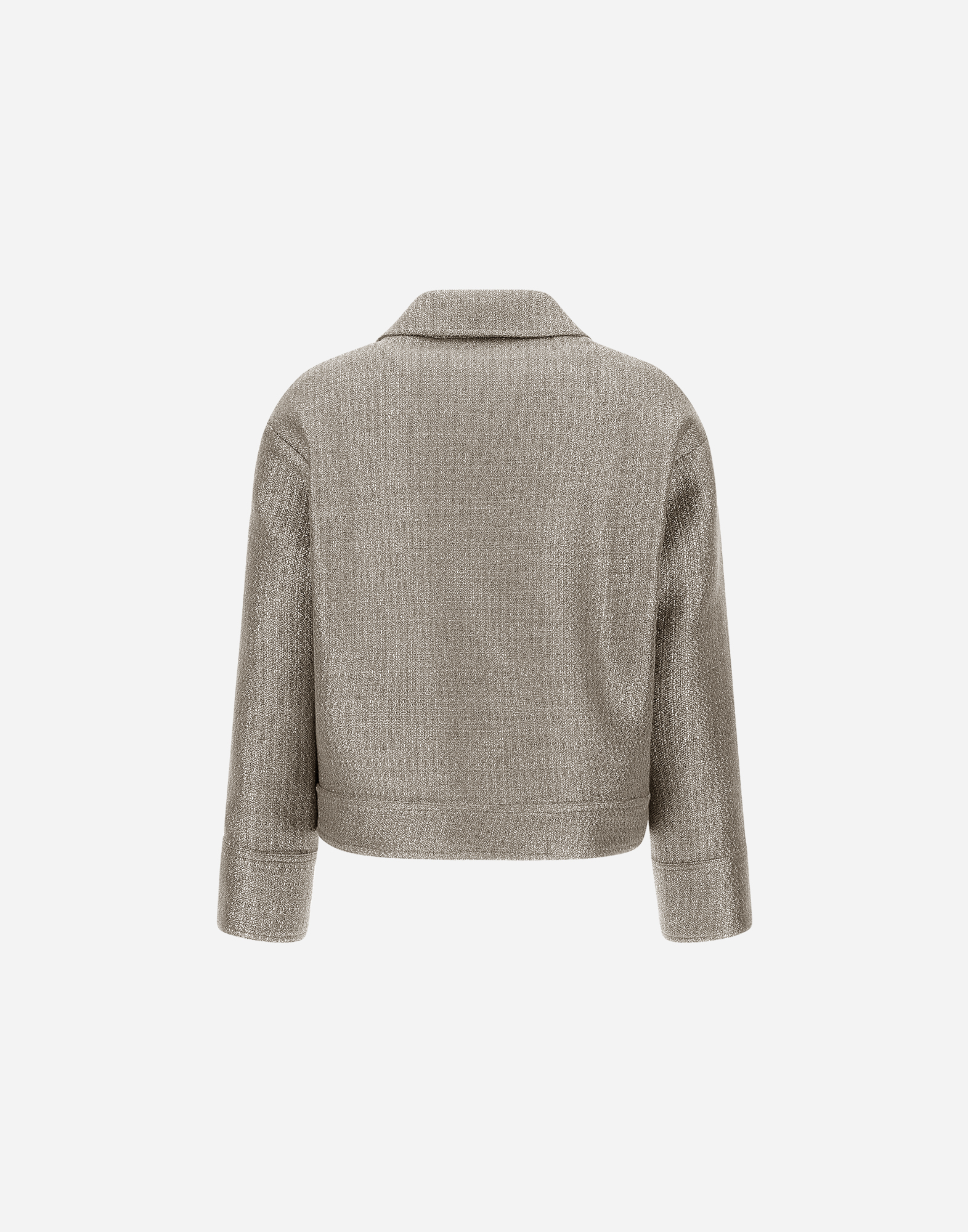 Herno Metallic Bouclé Biker Jacket In Dove Grey