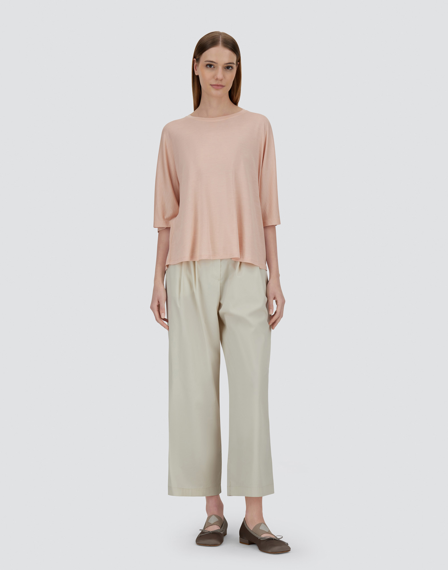 Herno T-shirt In Light Silk & Wool In Light Pink