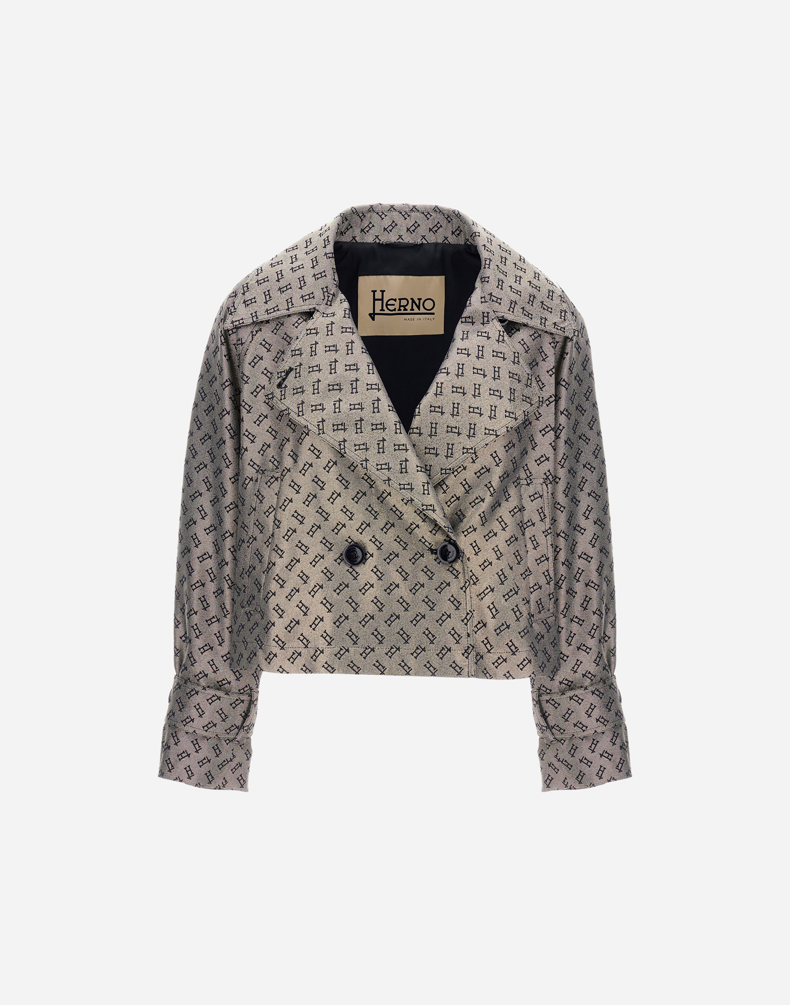 Herno Jacket In Monogram Lurex In Golden/blue