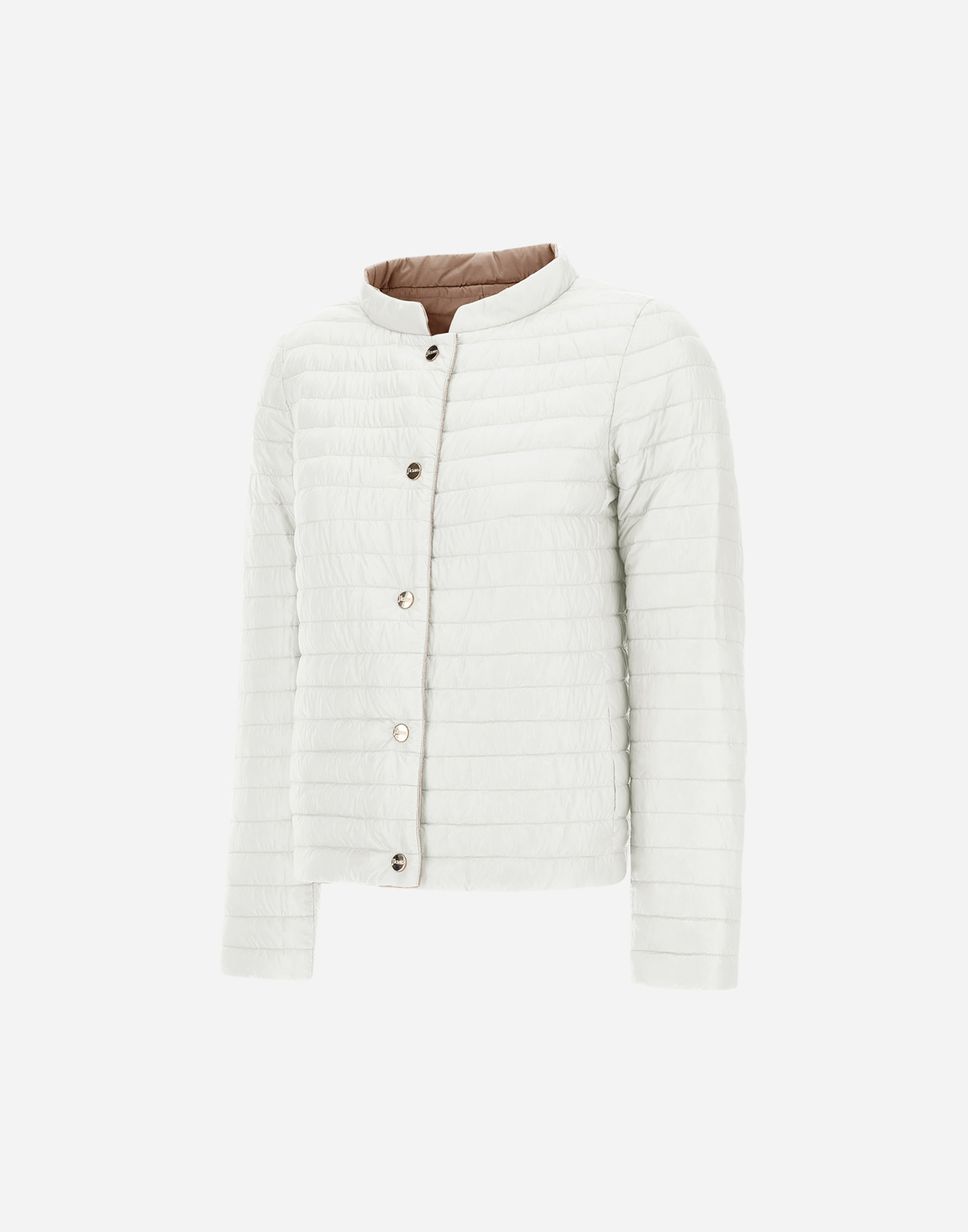Herno Reversible Jacket In Ecoage And Nylon Ultralight In White/camel
