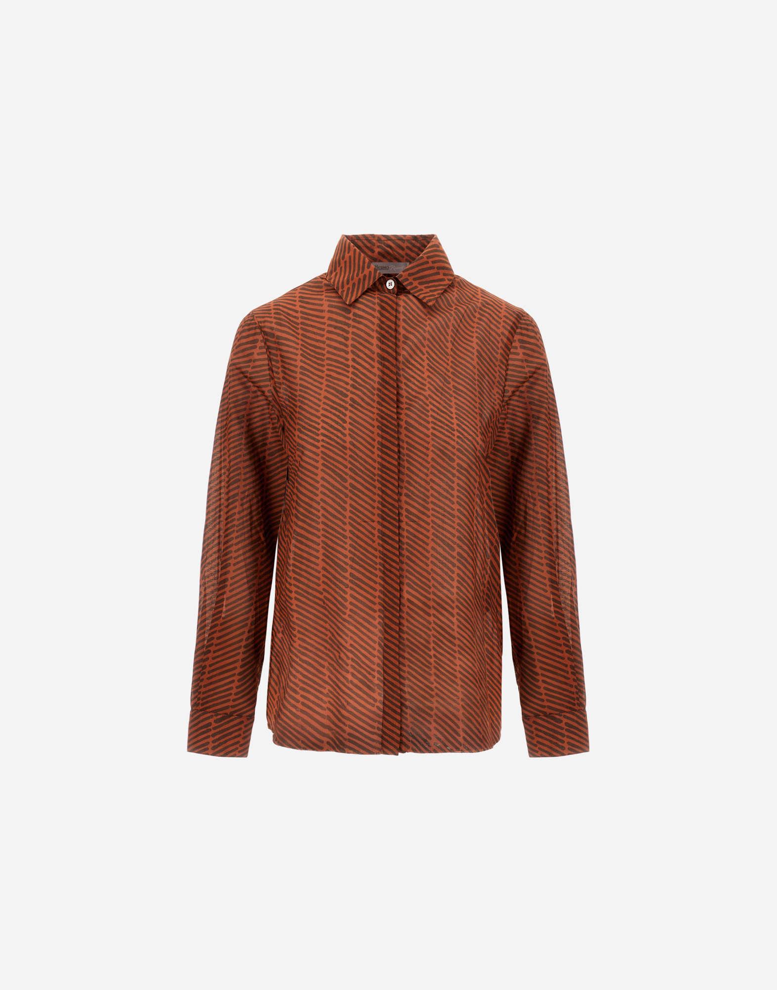 Herno Resort Shirt In Light Cotton Spike Print In Brown