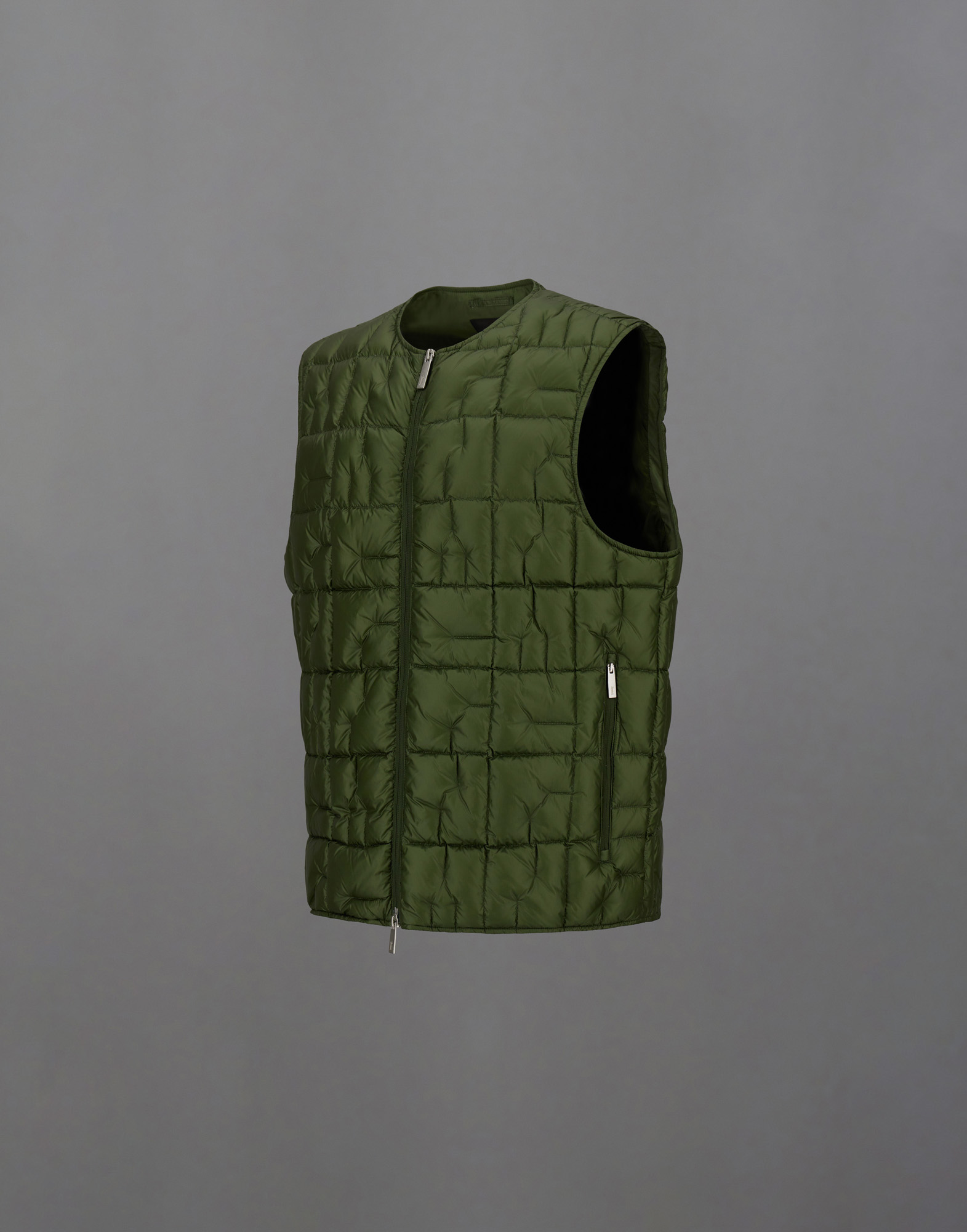 Herno Laminar Vest In Quilted Ripstop In Green