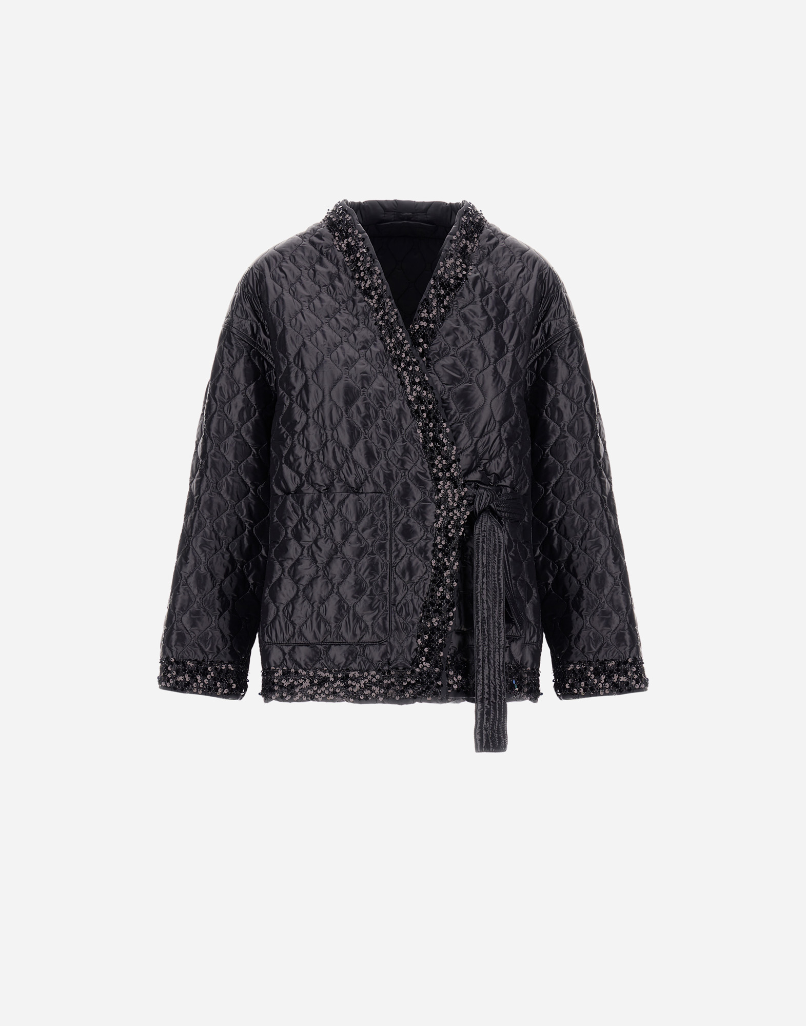 Herno Jacket In Nylon Ultralight, Matt Nylon And Sequin Mesh In Black