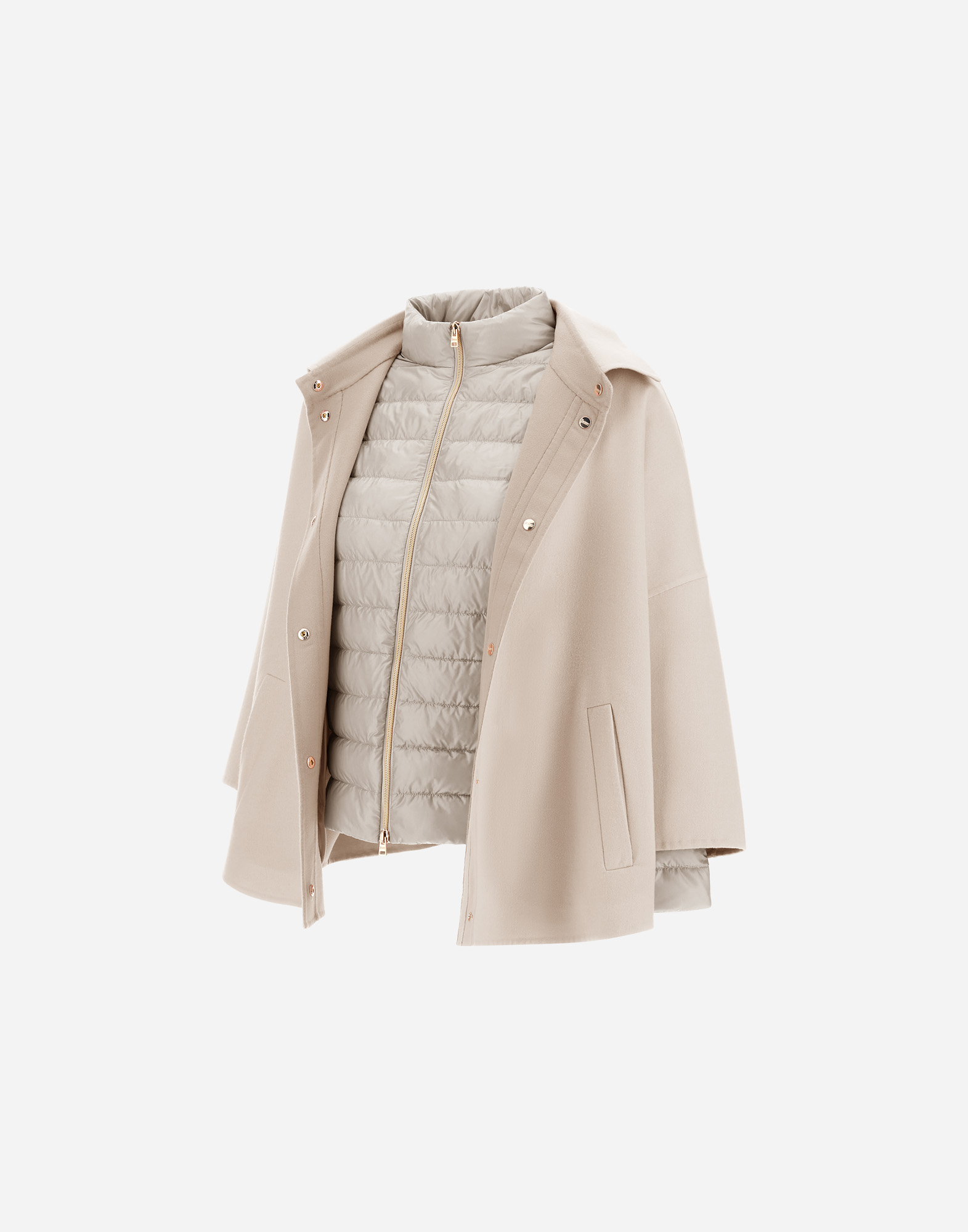 Herno Shacket In Double Wool And Nylon Ultralight In Chantilly