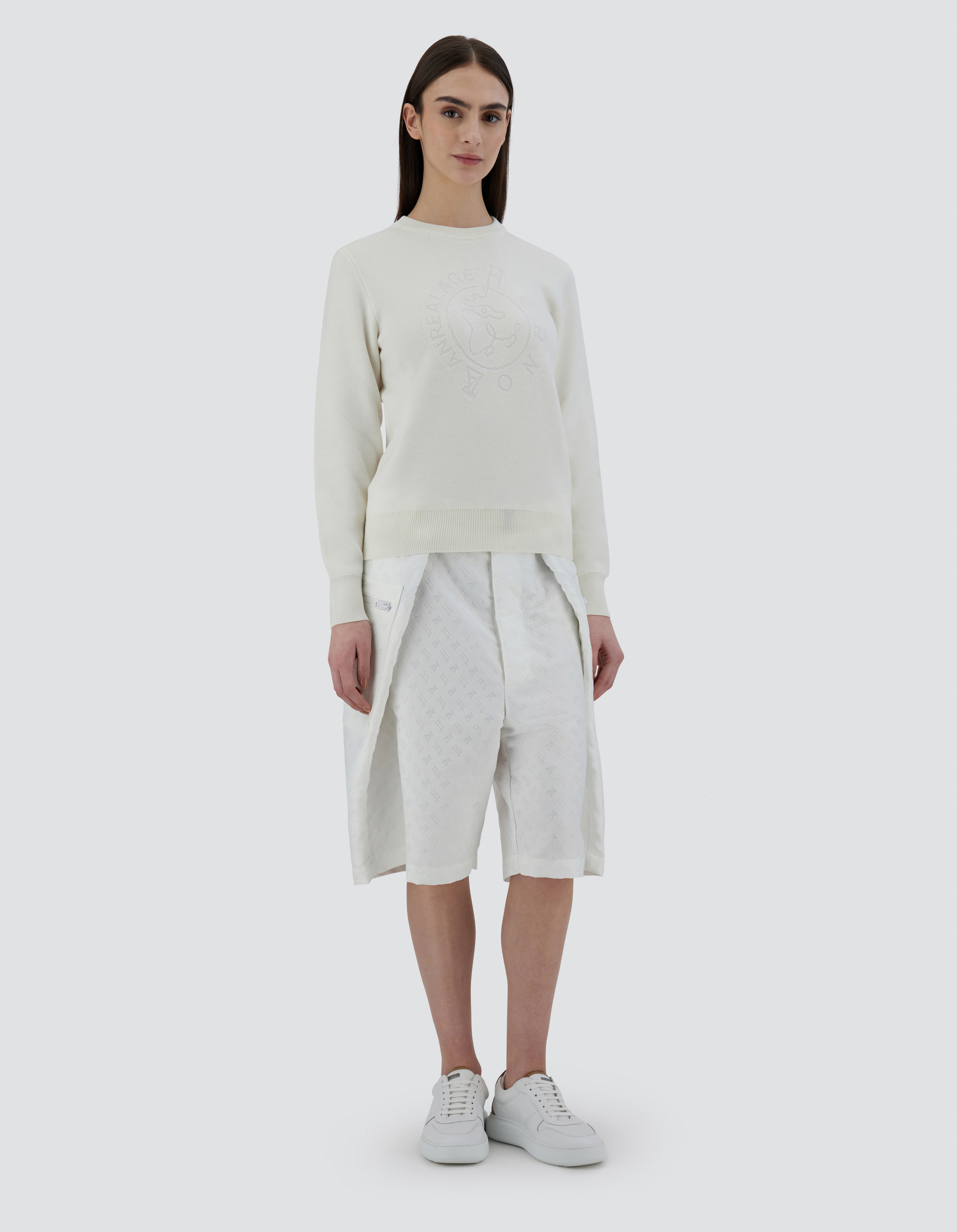 Herno Globe Sweater In Photocromatic Knit In White