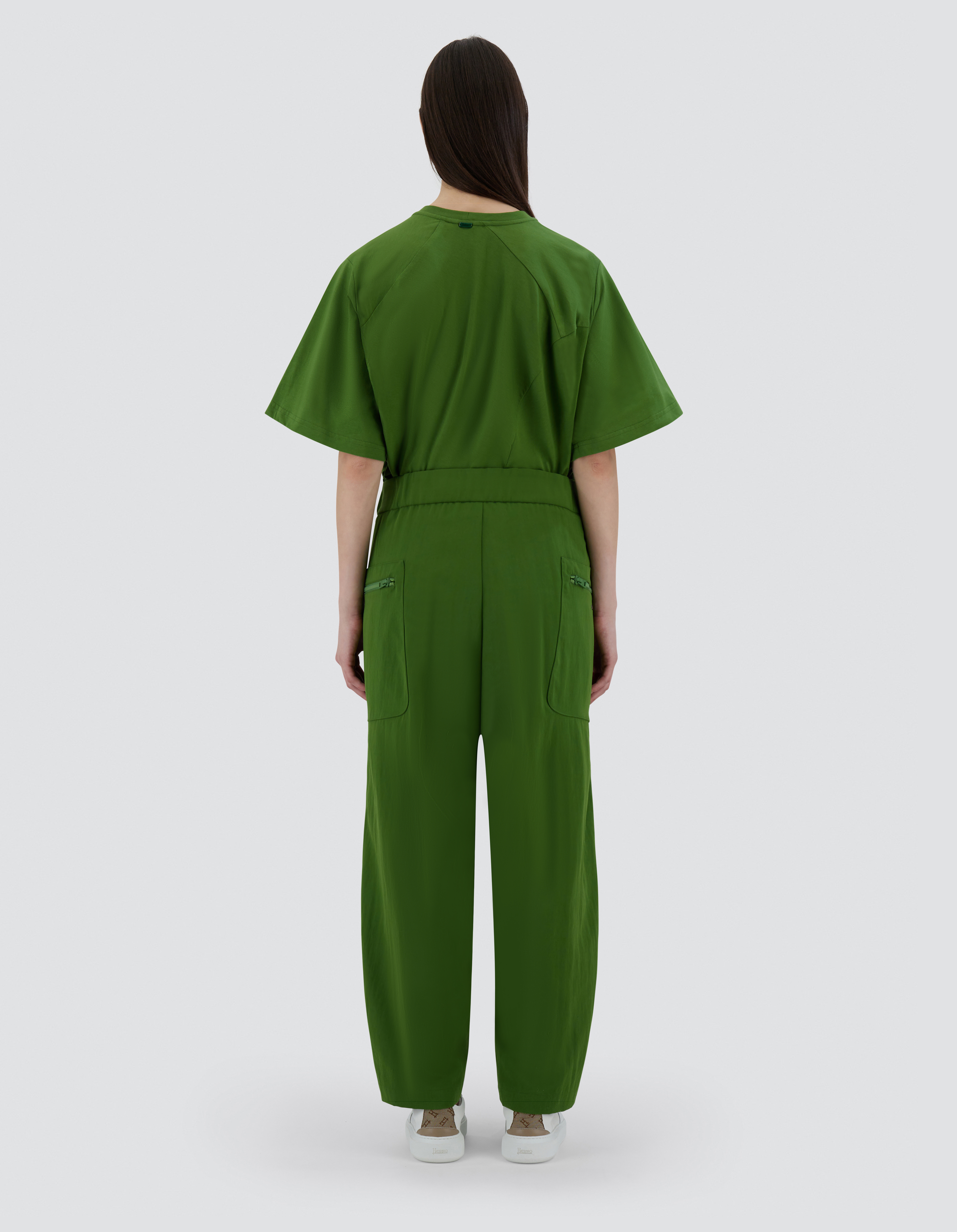 Herno Globe Trousers In Recycled Nylon Twill In Garden Green