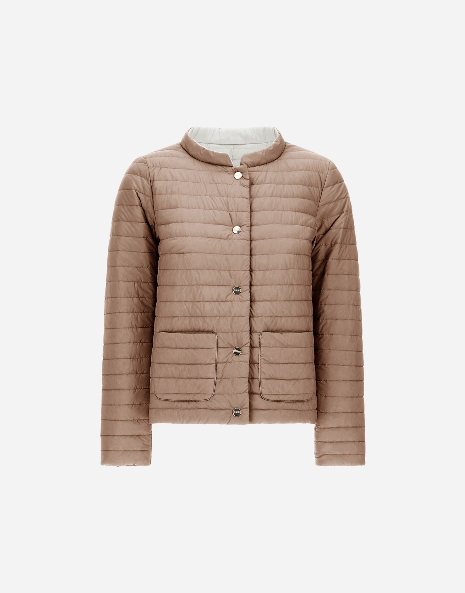 Herno Reversible Jacket In Ecoage And Nylon Ultralight In White/camel