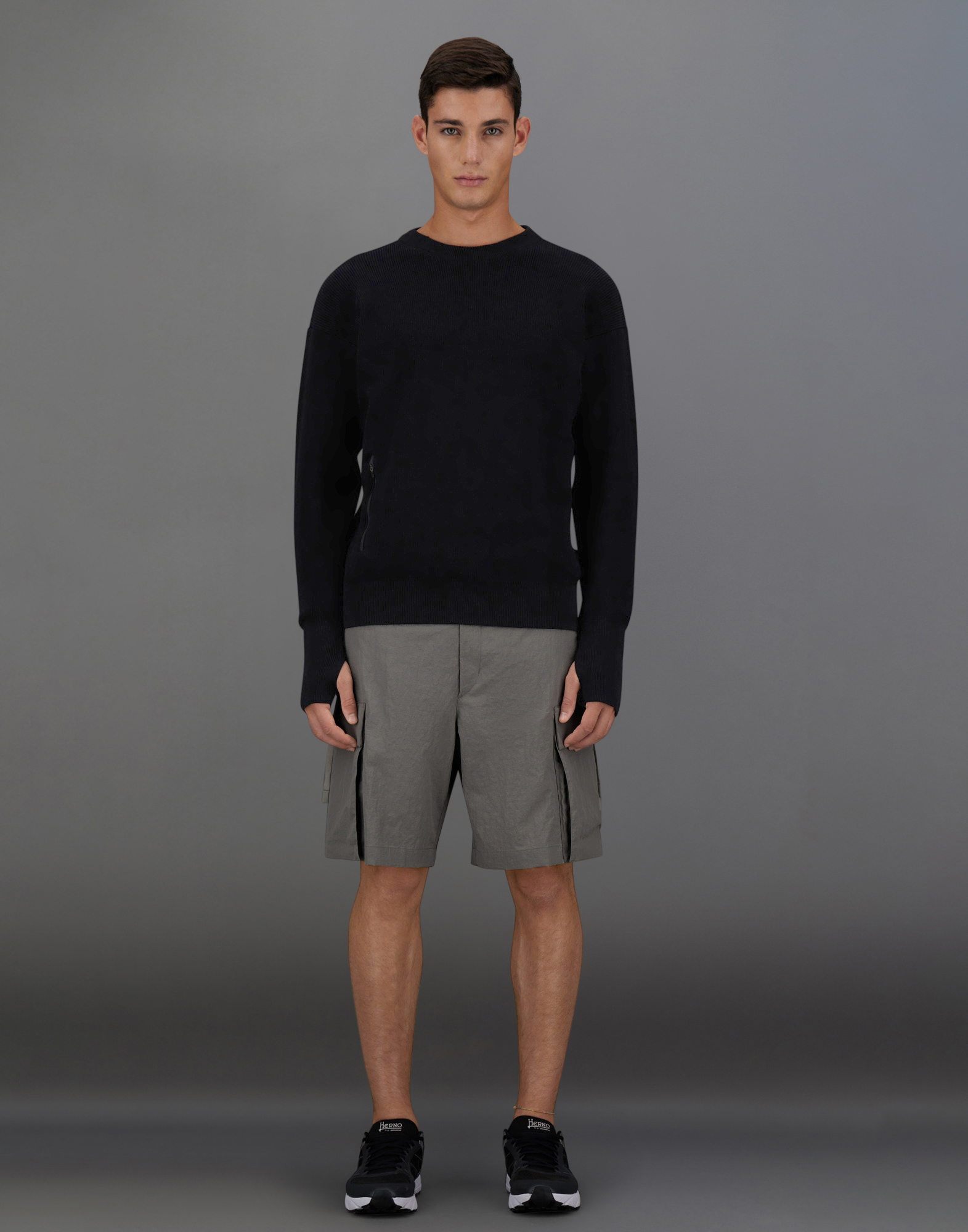 Herno Laminar Sweater In Cony Knit And Extralight Stretch In Black