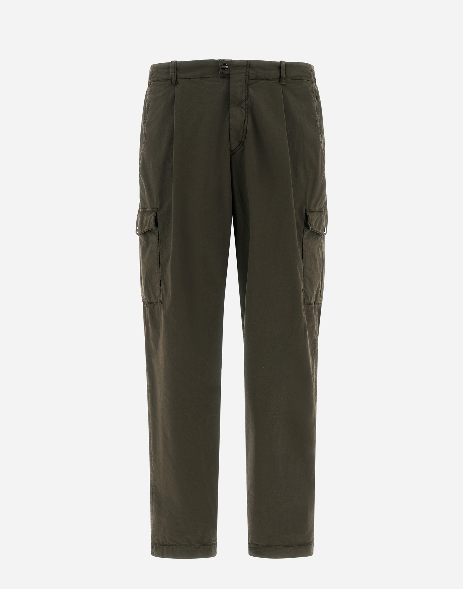 Herno Dyed Cotton Stretch Trousers In Light Military