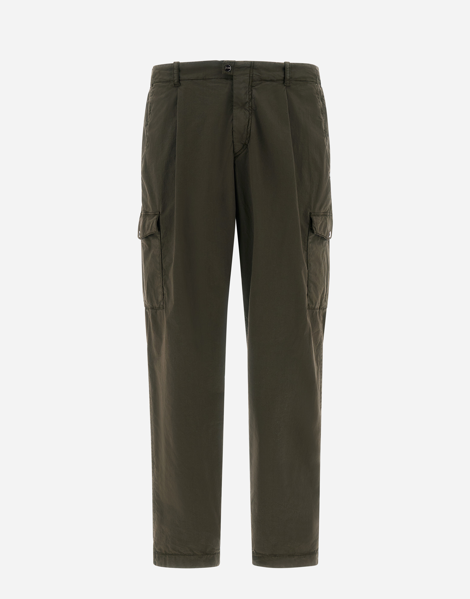 Herno Dyed Cotton Stretch Trousers In Light Military