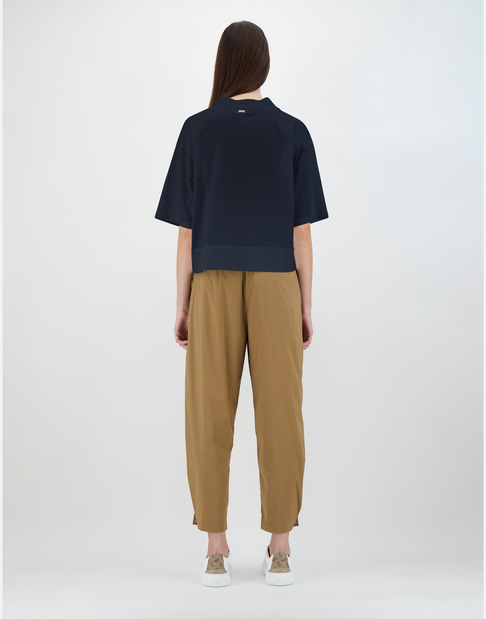 Herno Superfine Cotton Stretch T-shirt With Scarf In Navy Blue