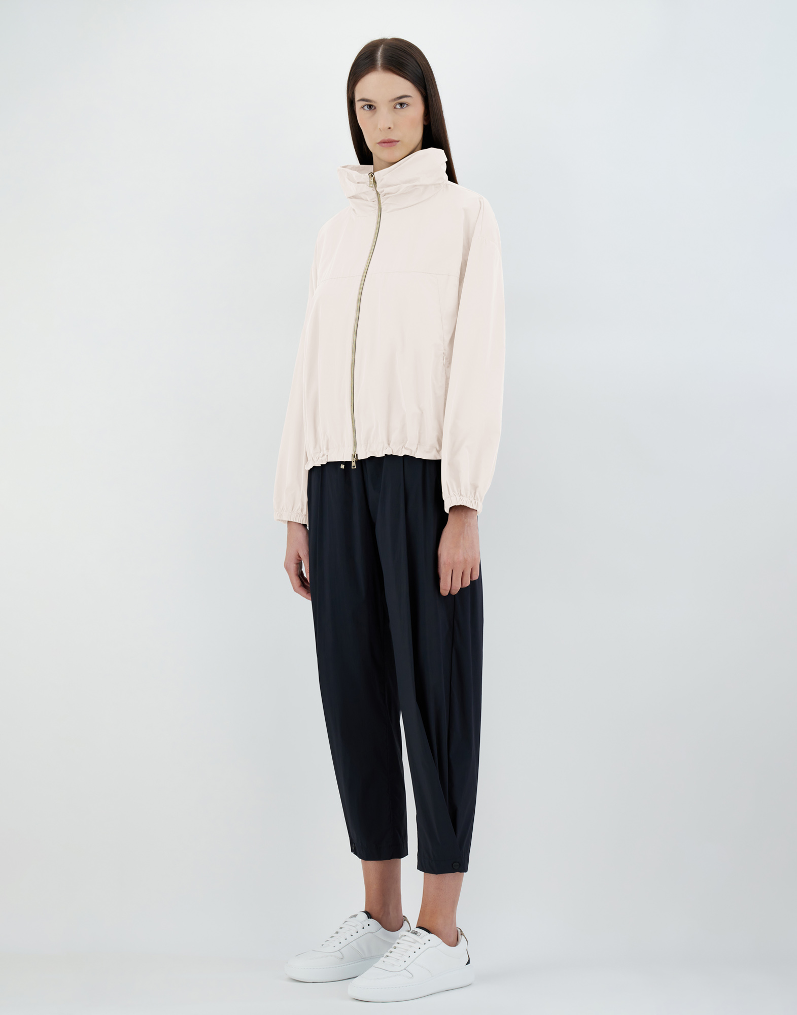 Herno New Techno Taffeta' ボンバージャケット In Grey Pearl