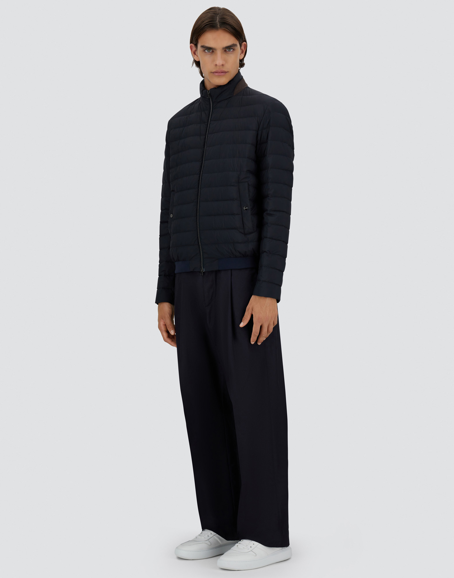 Herno Bomber Ecoage Bomber Jacket In Blu Navy