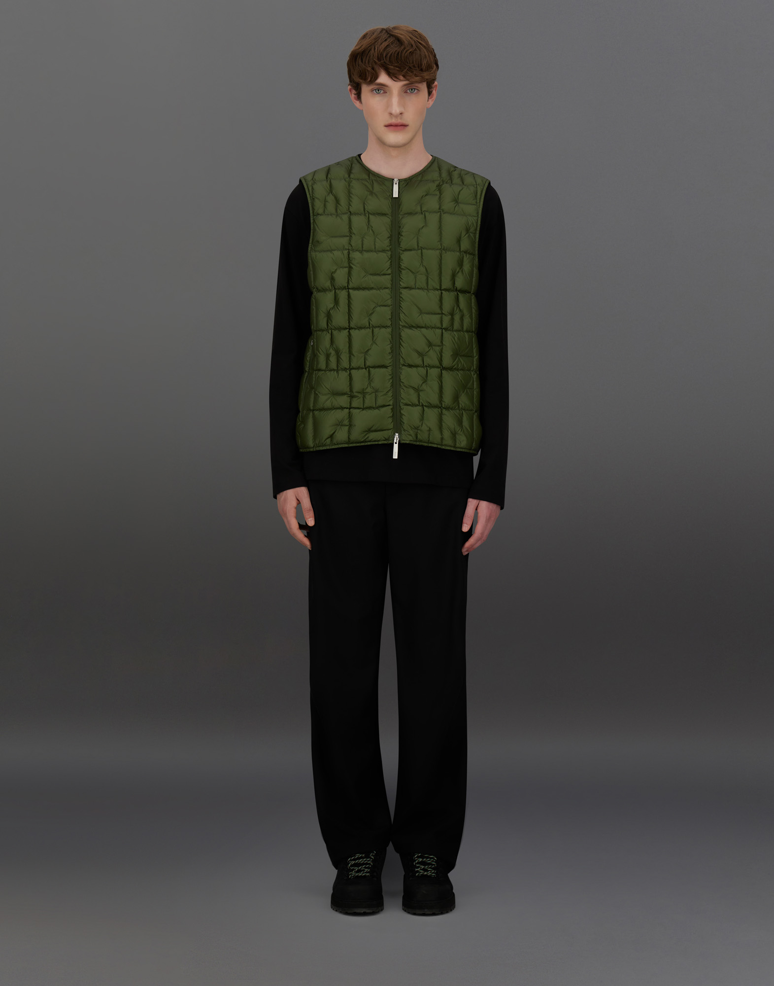 Herno Laminar Vest In Quilted Ripstop In Green