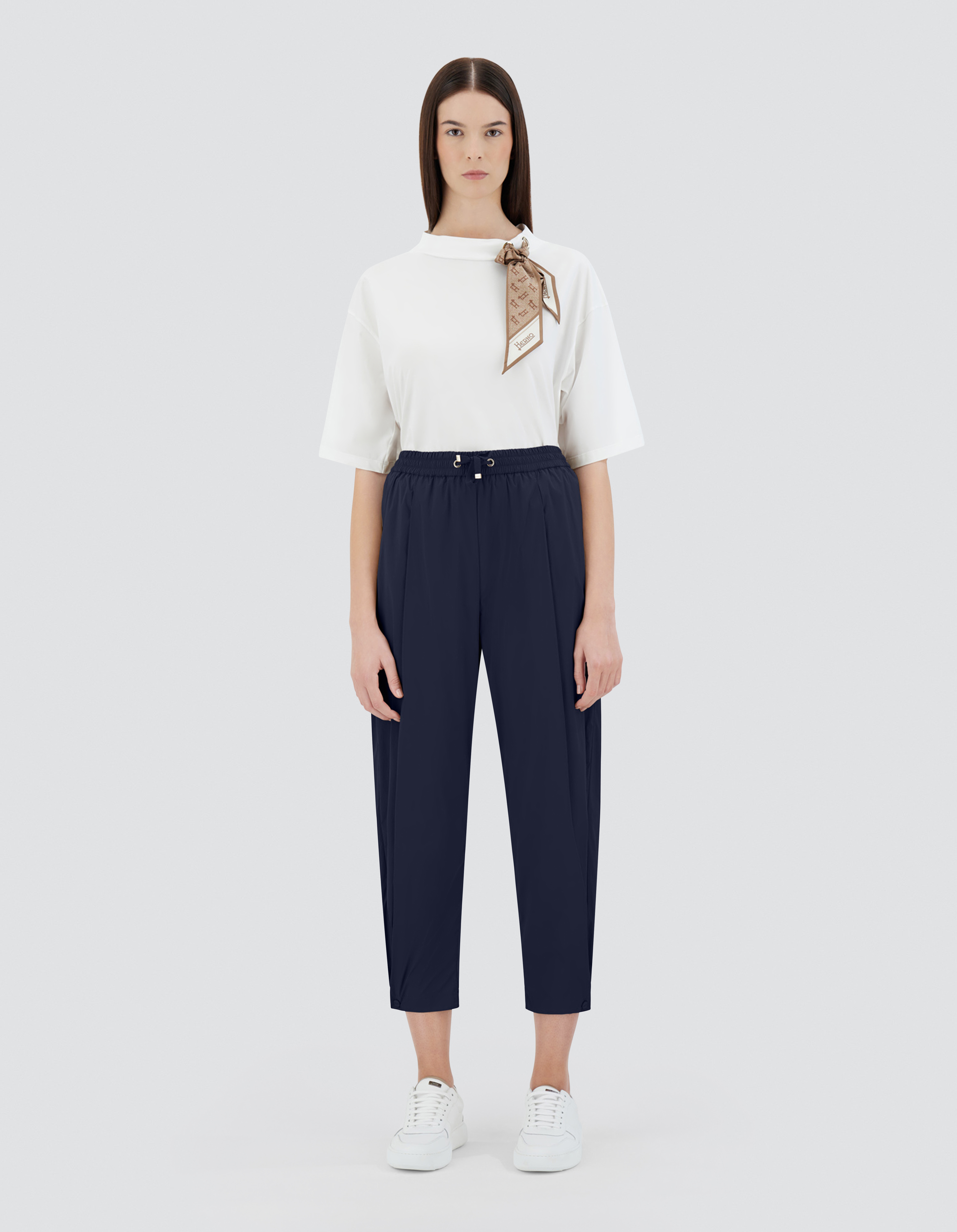 Herno Trousers In Light Nylon Stretch In Blue