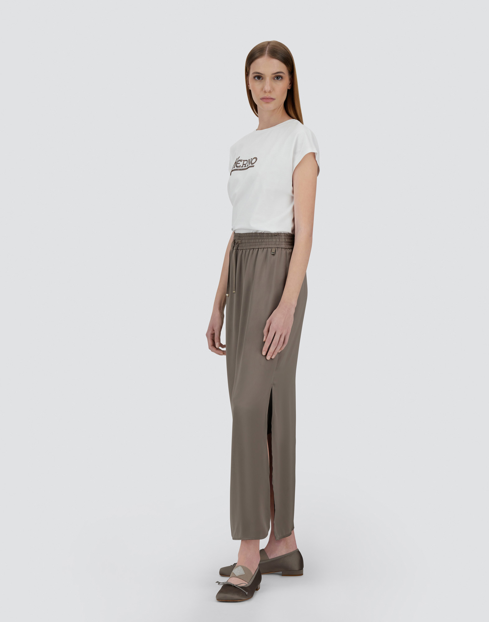 Herno Satin Skirt In Dove Grey