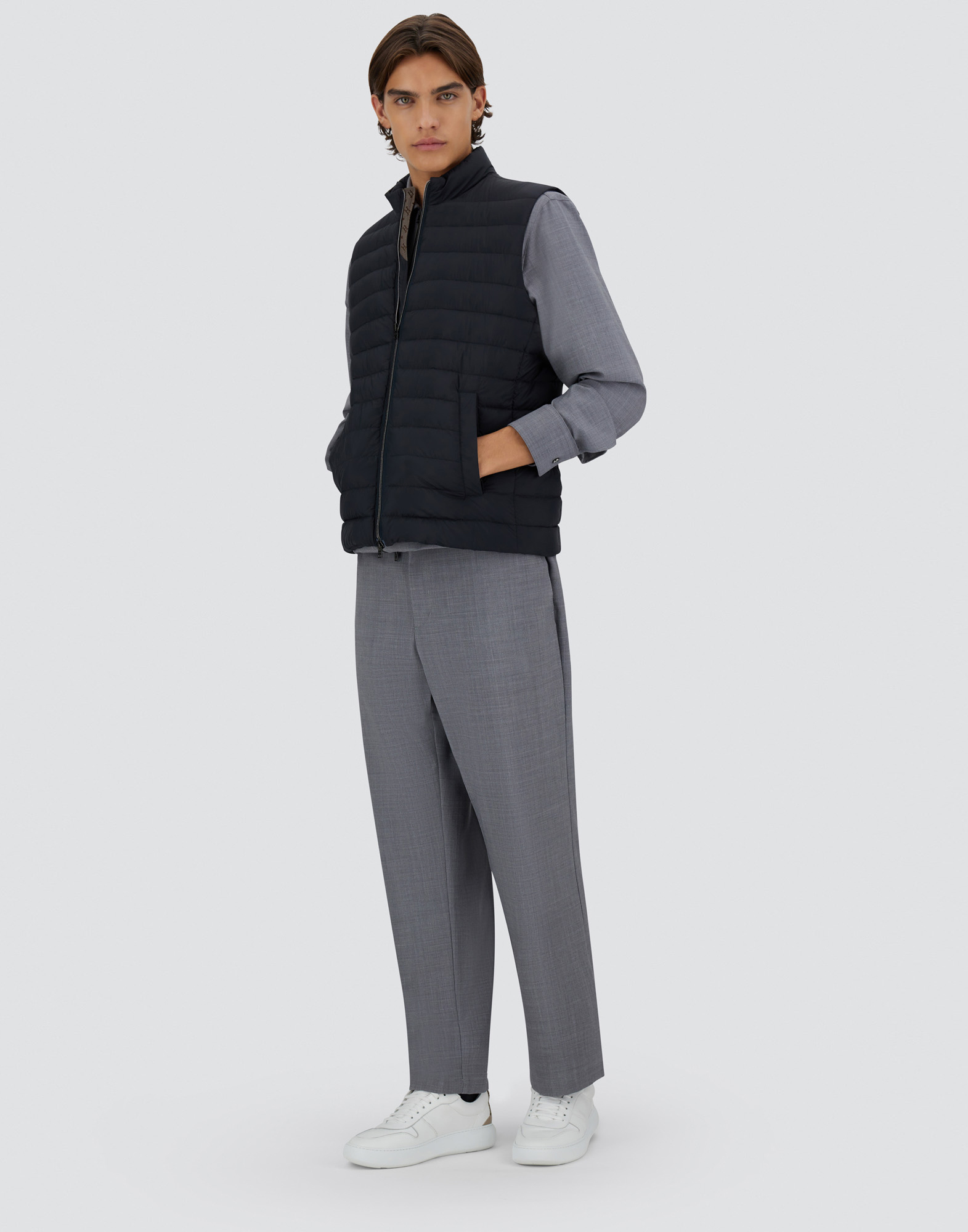Herno Ecoage And Monogram Gilet In Blu Navy